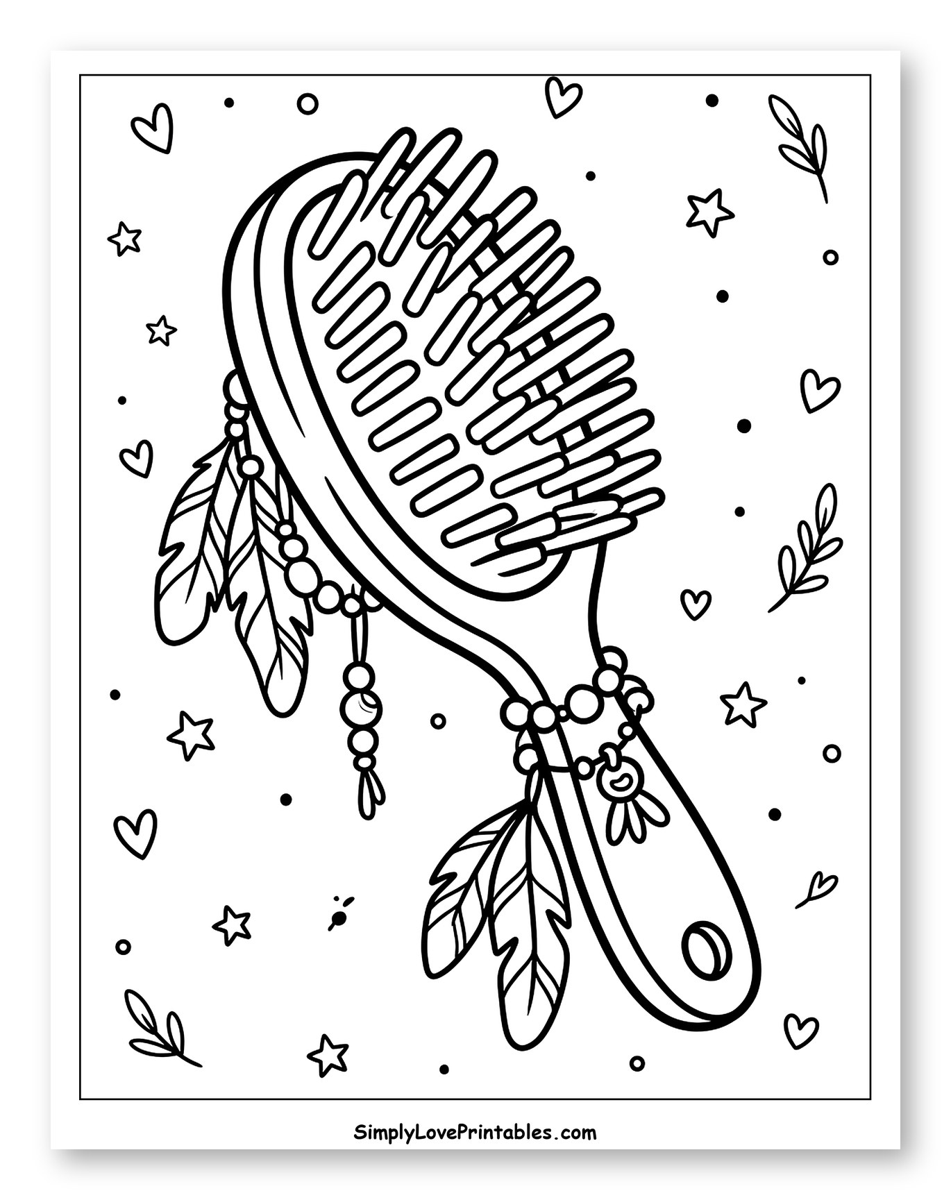Bohemian Hairbrush with Feathers and Beads