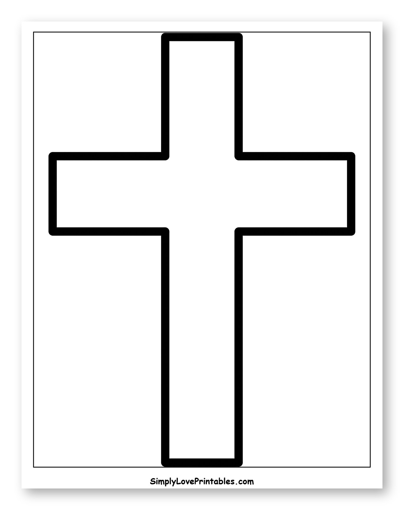 Bold Outline of a Cross Coloring Page for Toddlers