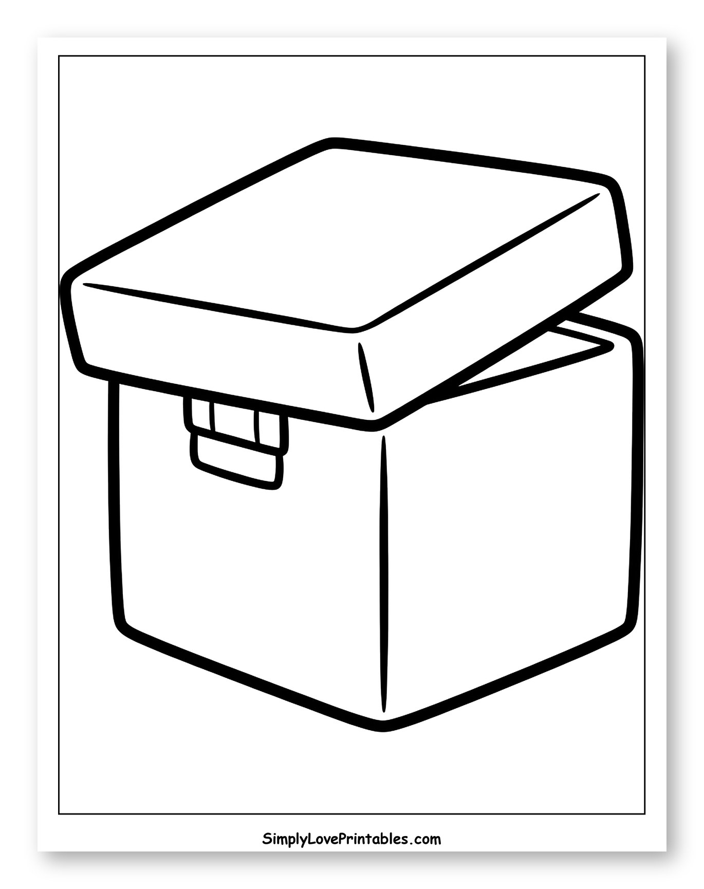 Box with Lid Ajar to Color for Toddlers