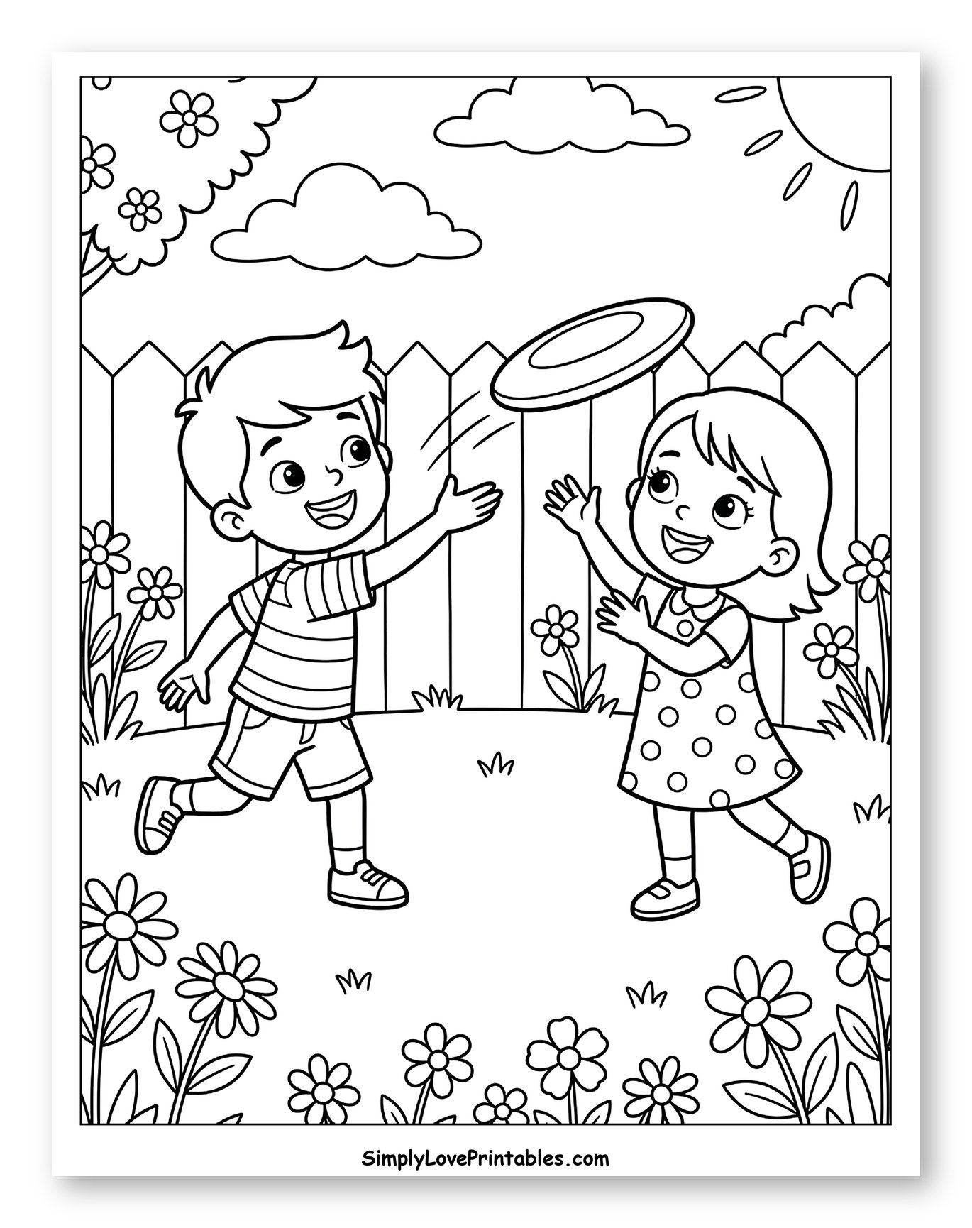 Boy and Girl Playing Frisbee Outdoors