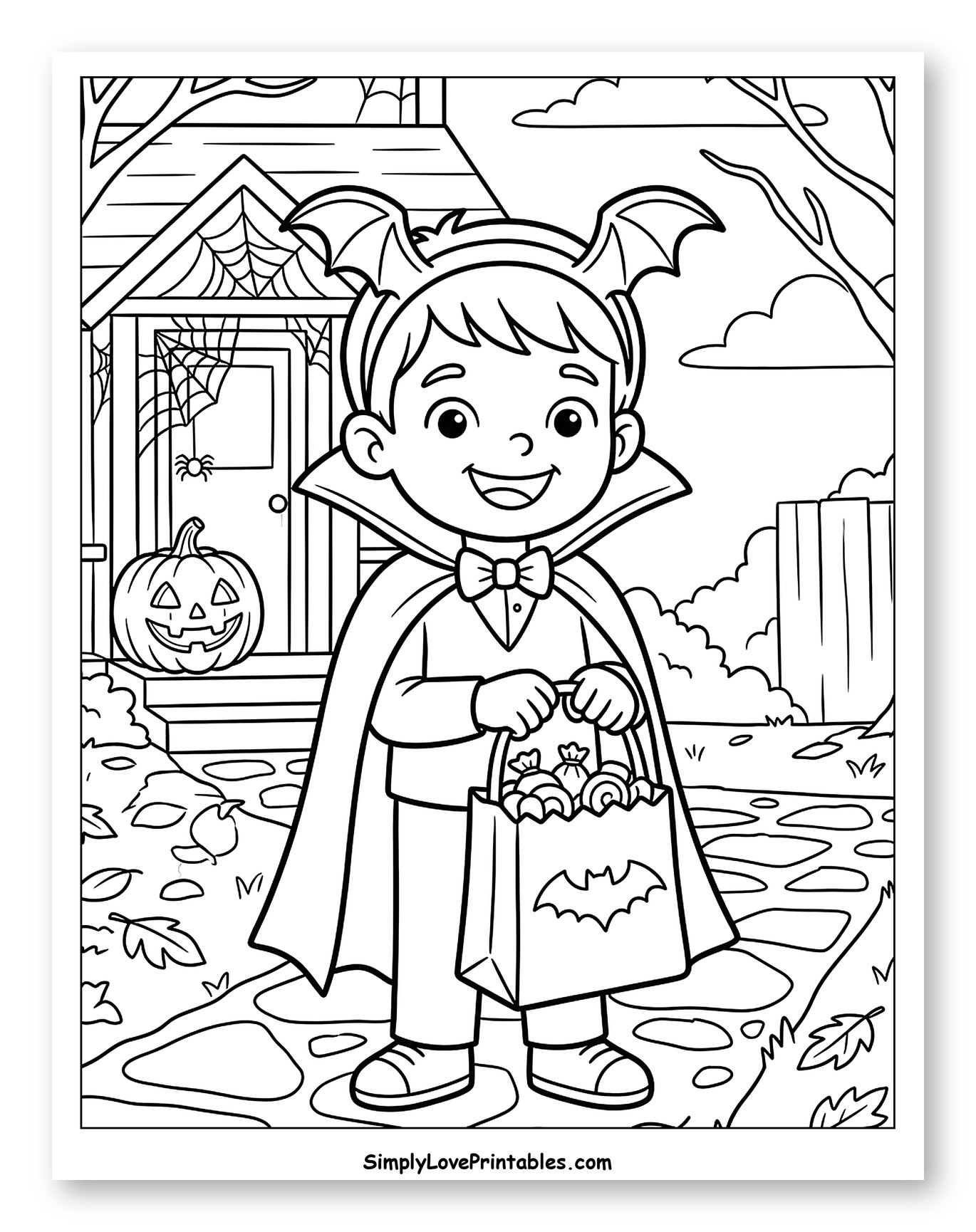 Boy in Vampire Costume Trick-or-Treating