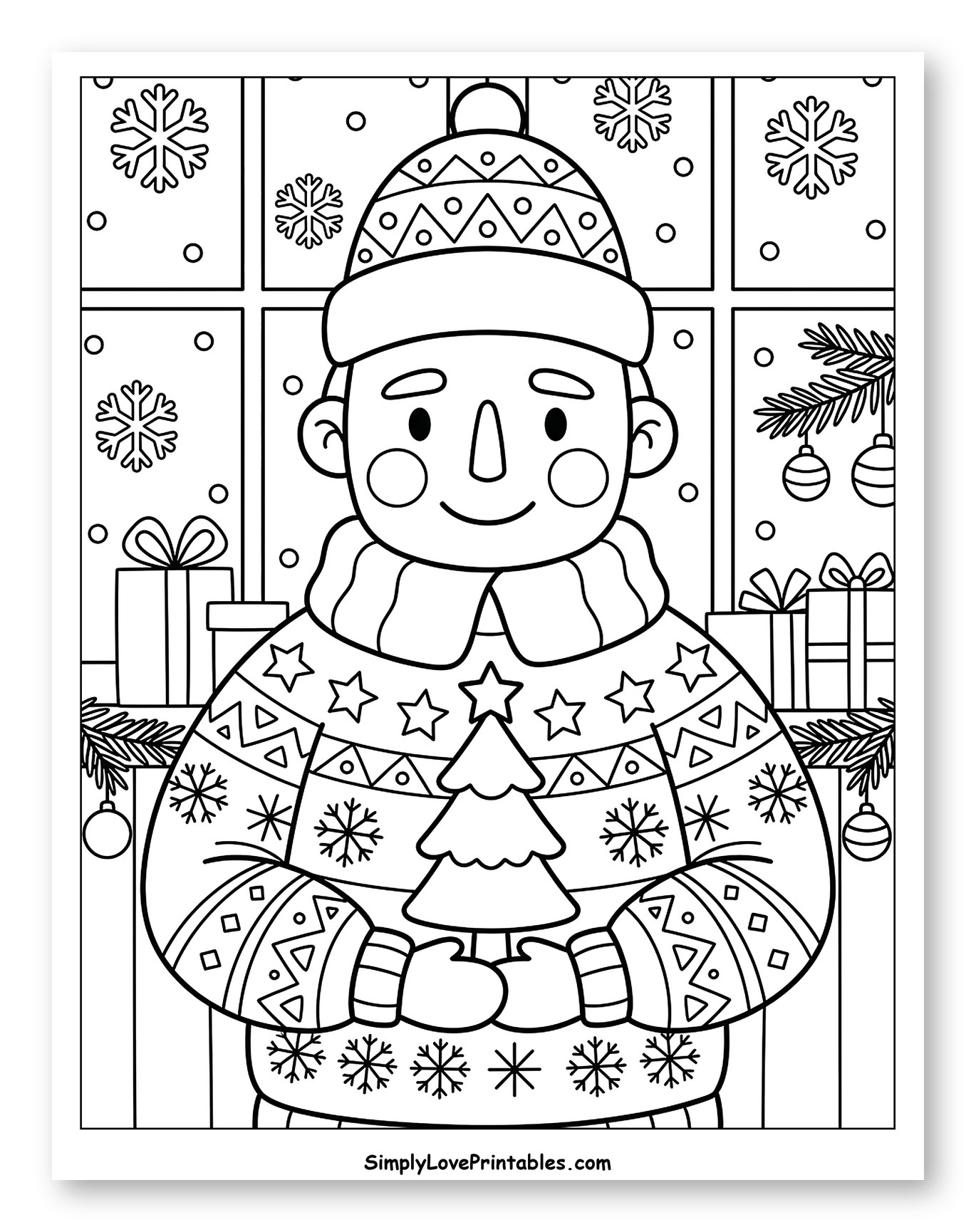 Boy in Winter Sweater Holding a Christmas Tree