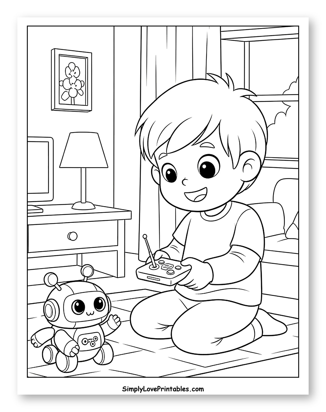 Boy Playing with Remote Control Robot