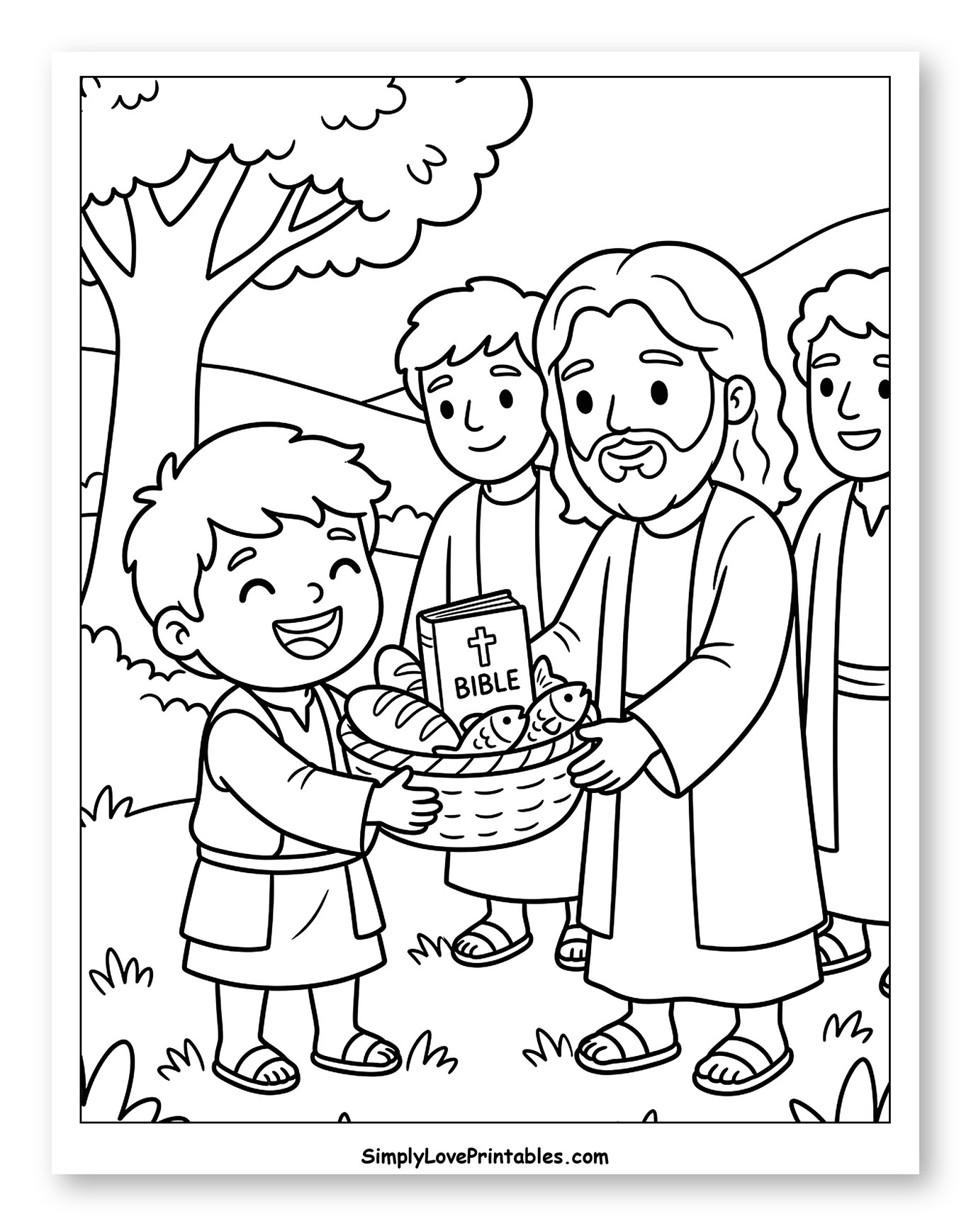 Boy Shares Loaves and Fish with Jesus