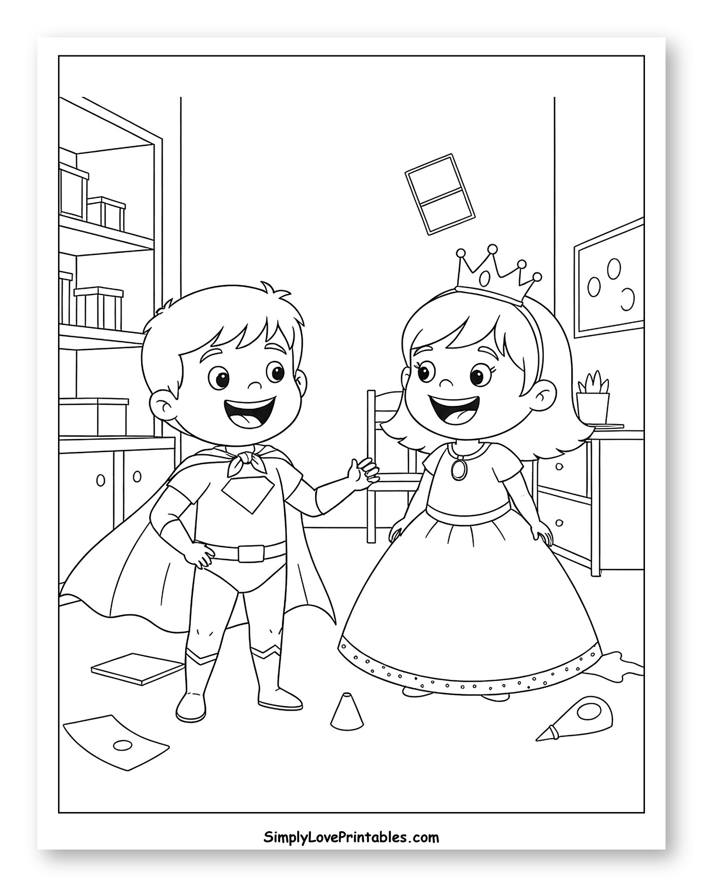 Boy Superhero and Girl Princess Playing Dress-Up