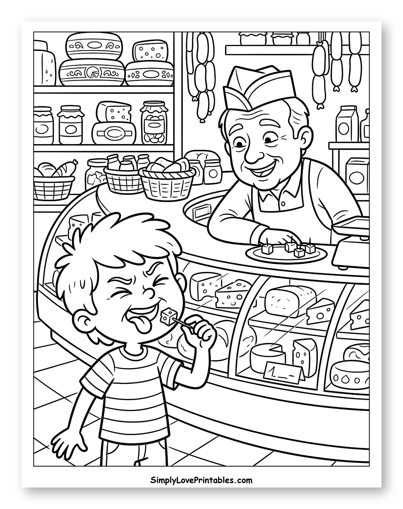 Boy Tasting Cheese at Deli