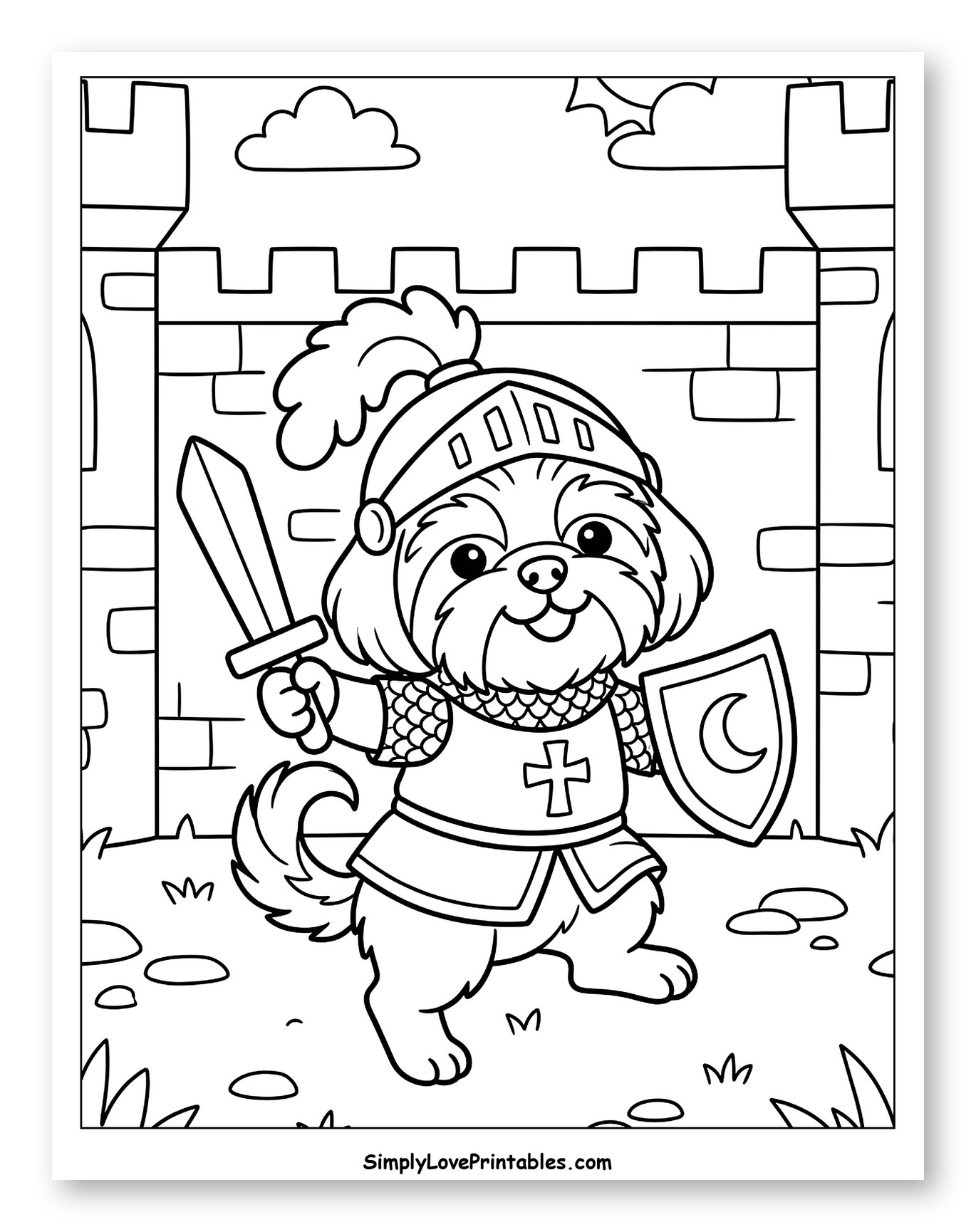 Brave Shih Tzu Knight at a Castle