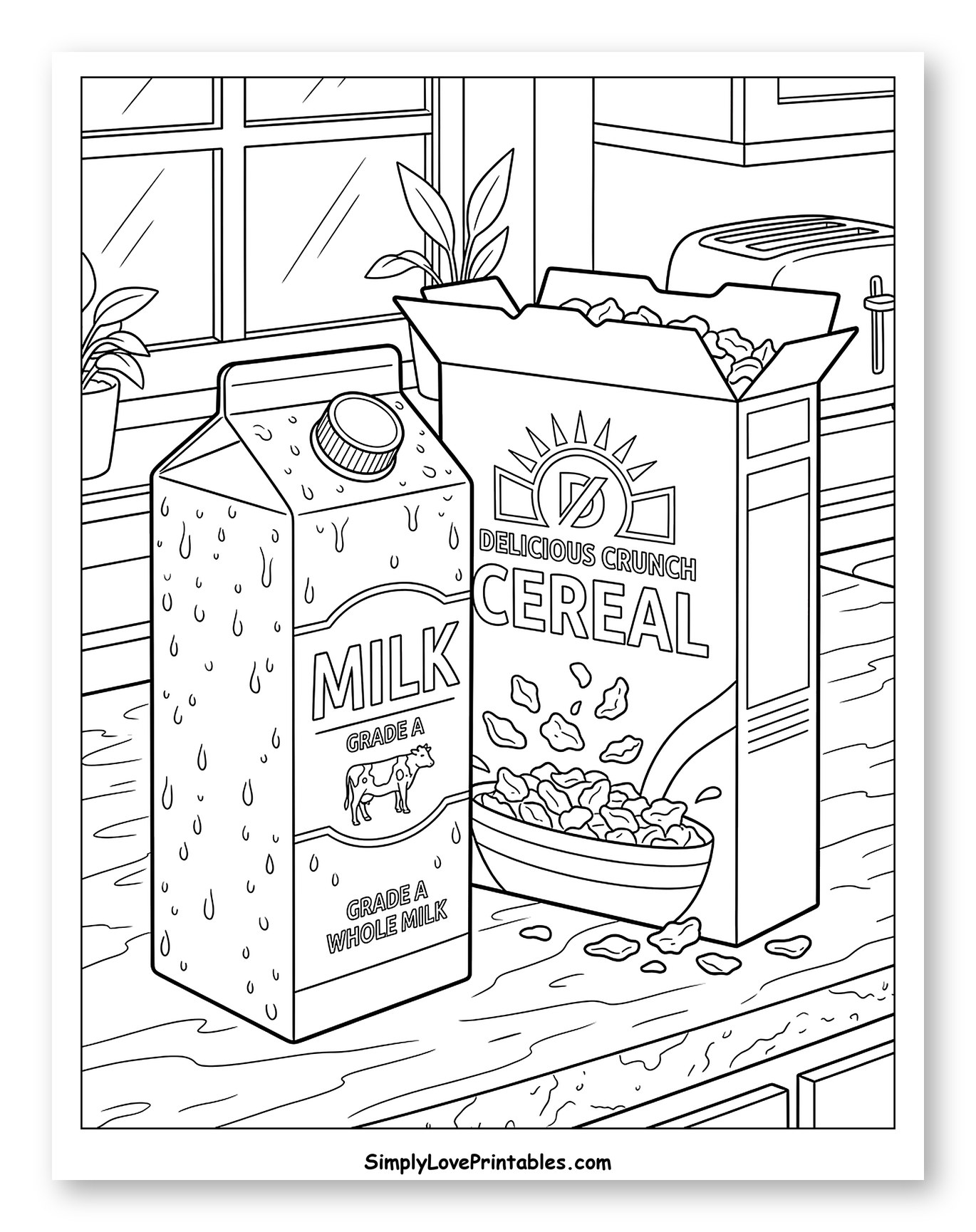 Breakfast Cereal and Milk Carton