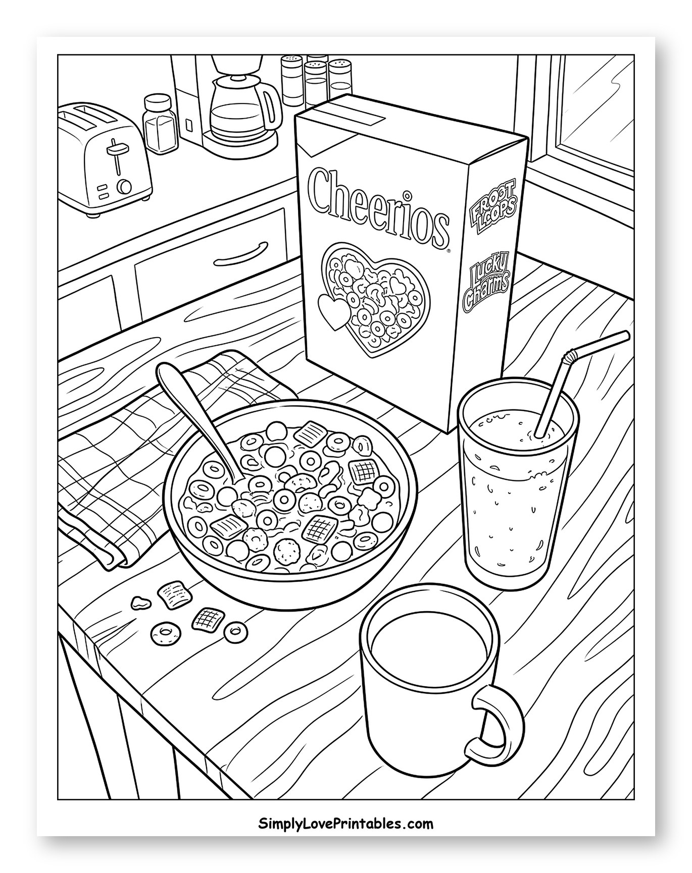 Breakfast Scene with Cereal and Drinks