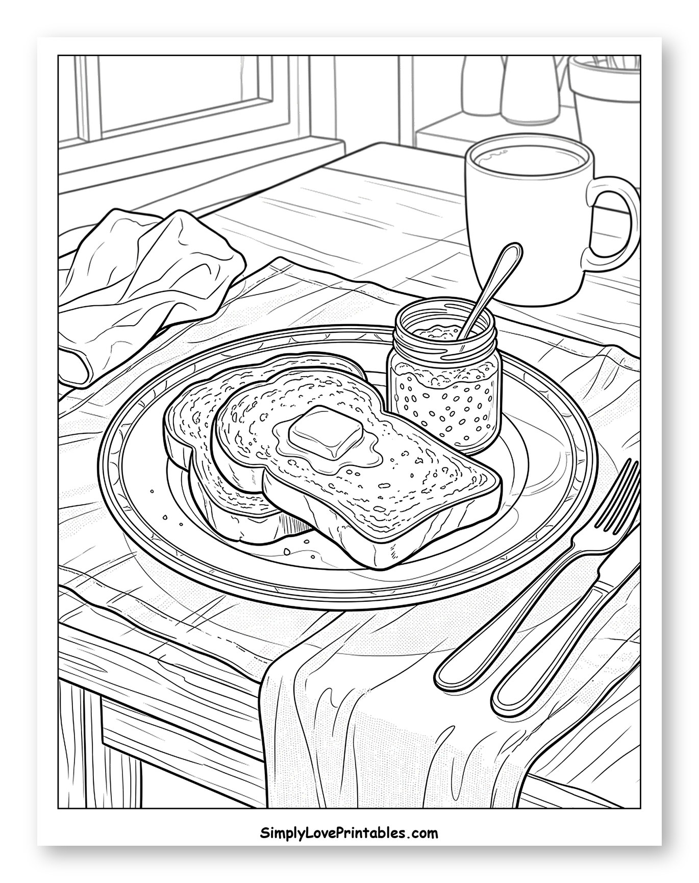 Breakfast Toast with Jam and Coffee