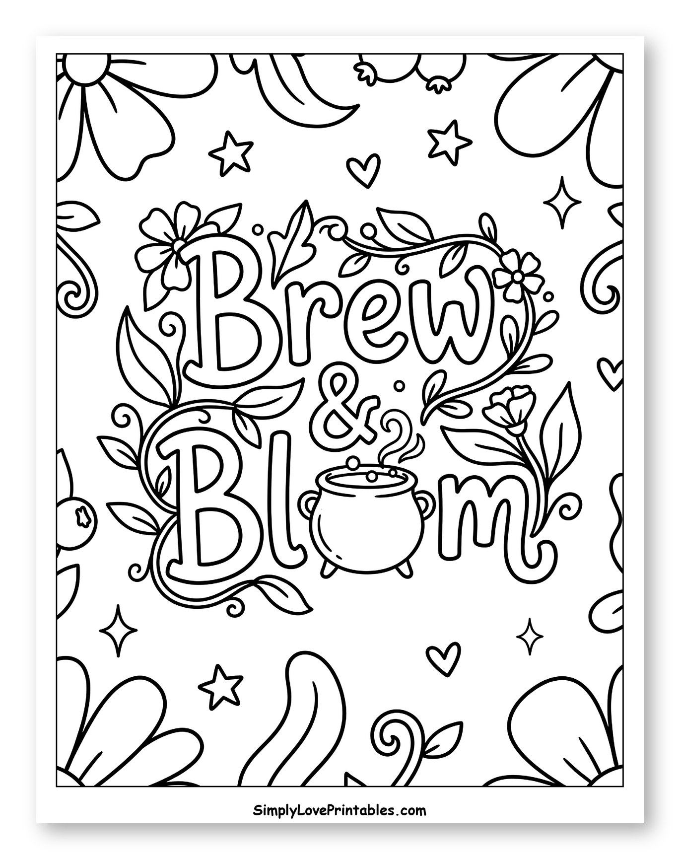 Brew & Bloom with Cauldron to Color for Adults