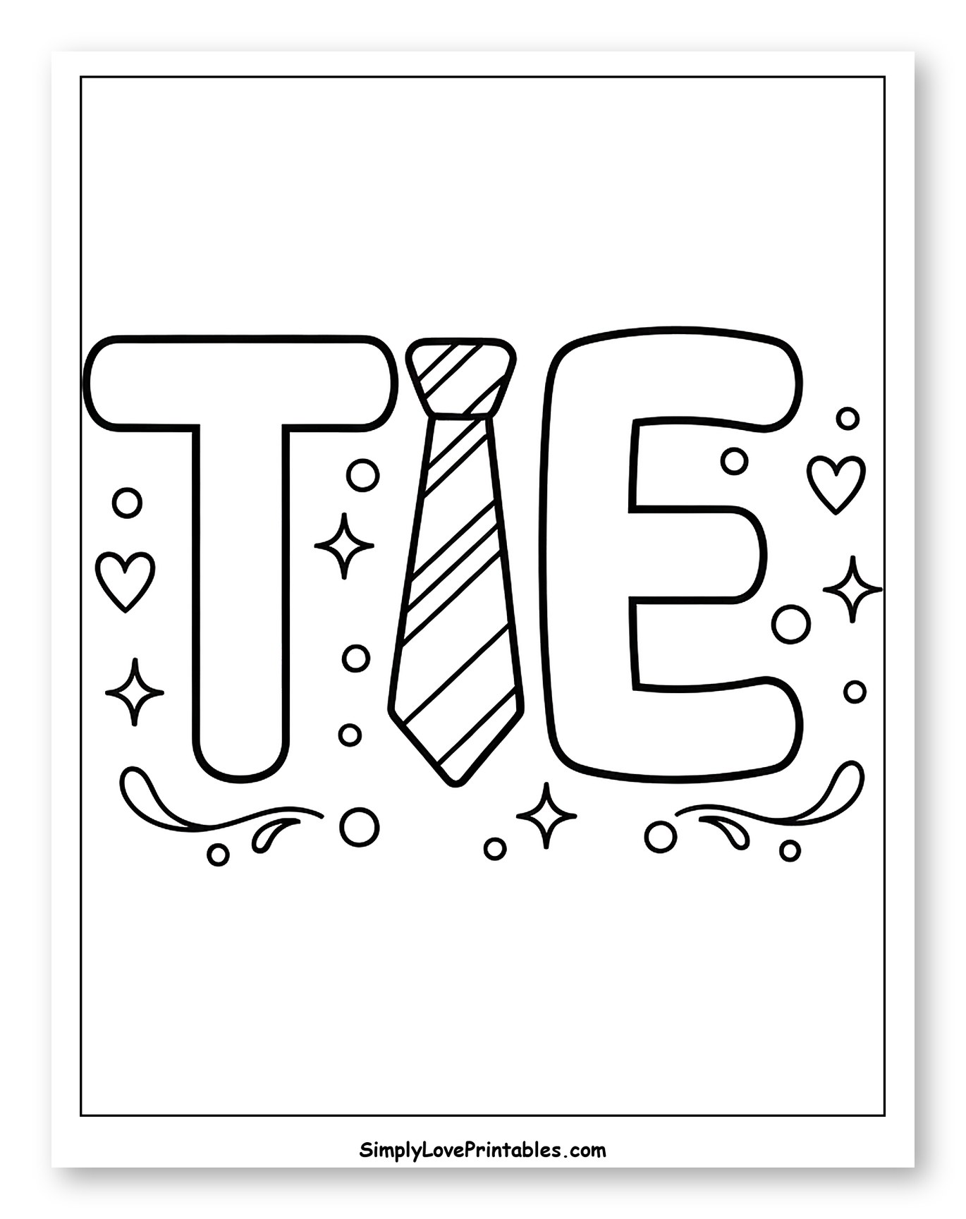 Bubble Letters TIE with Necktie and Decorations