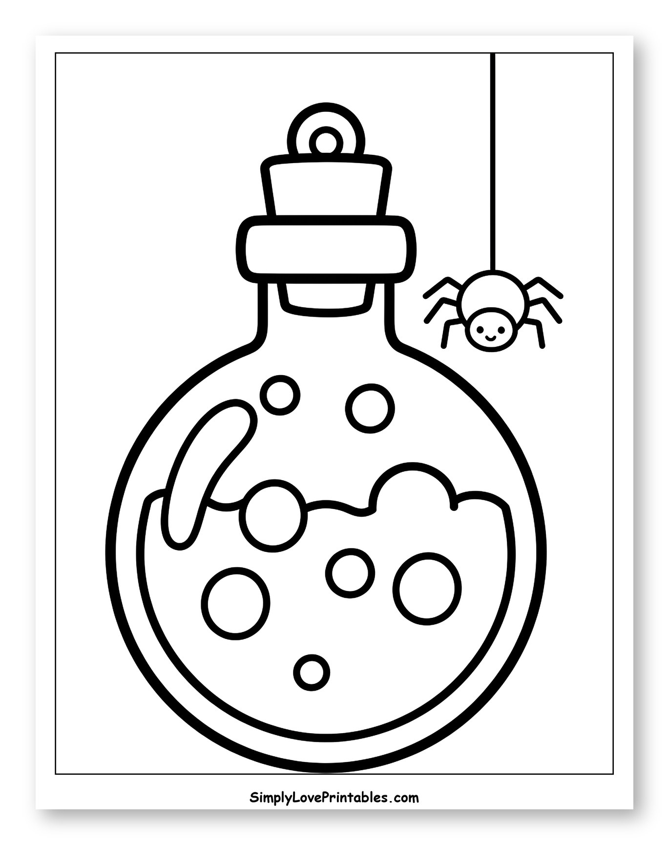 Bubbling Potion Bottle with Hanging Spider