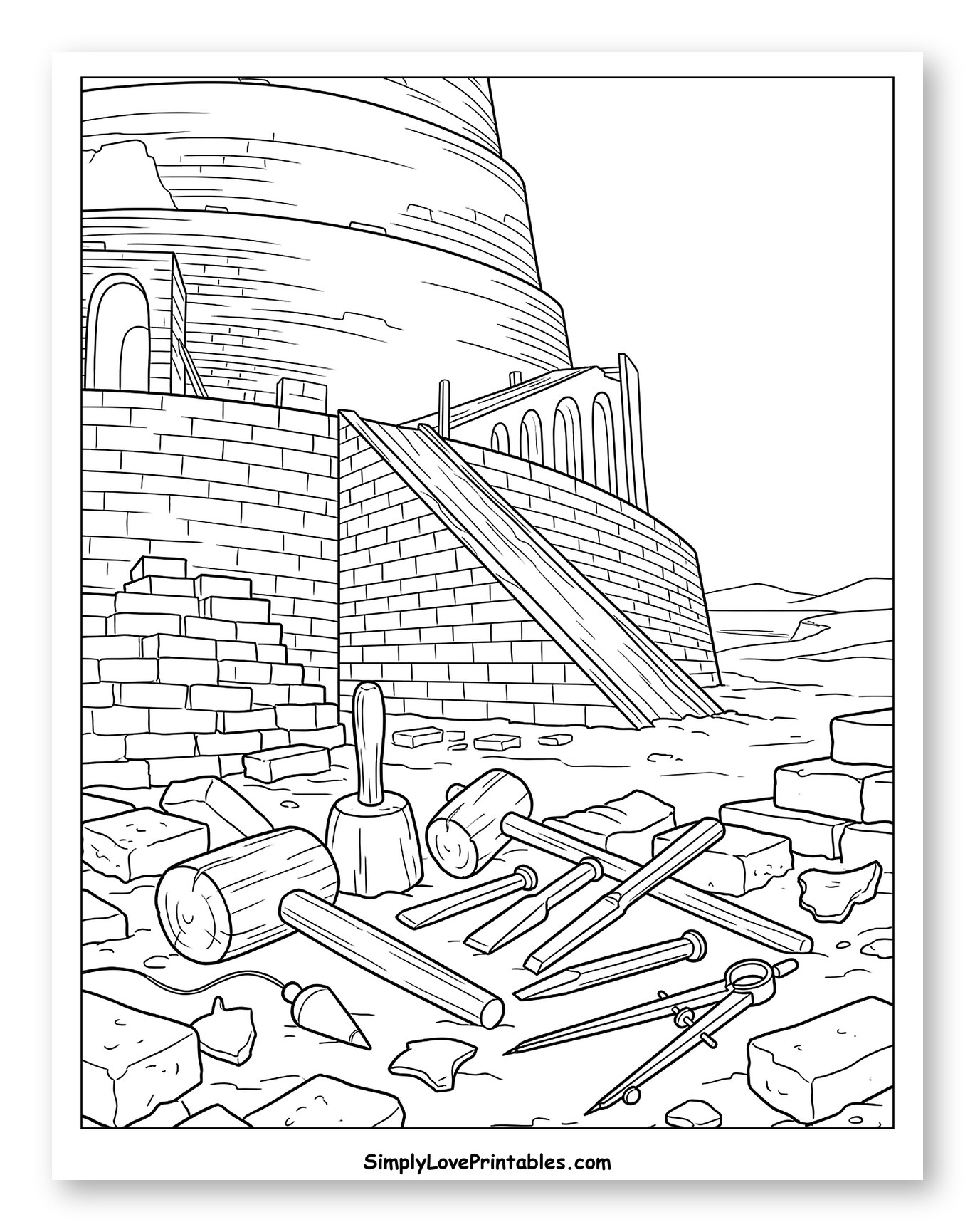 Building the Tower of Babel Coloring Page