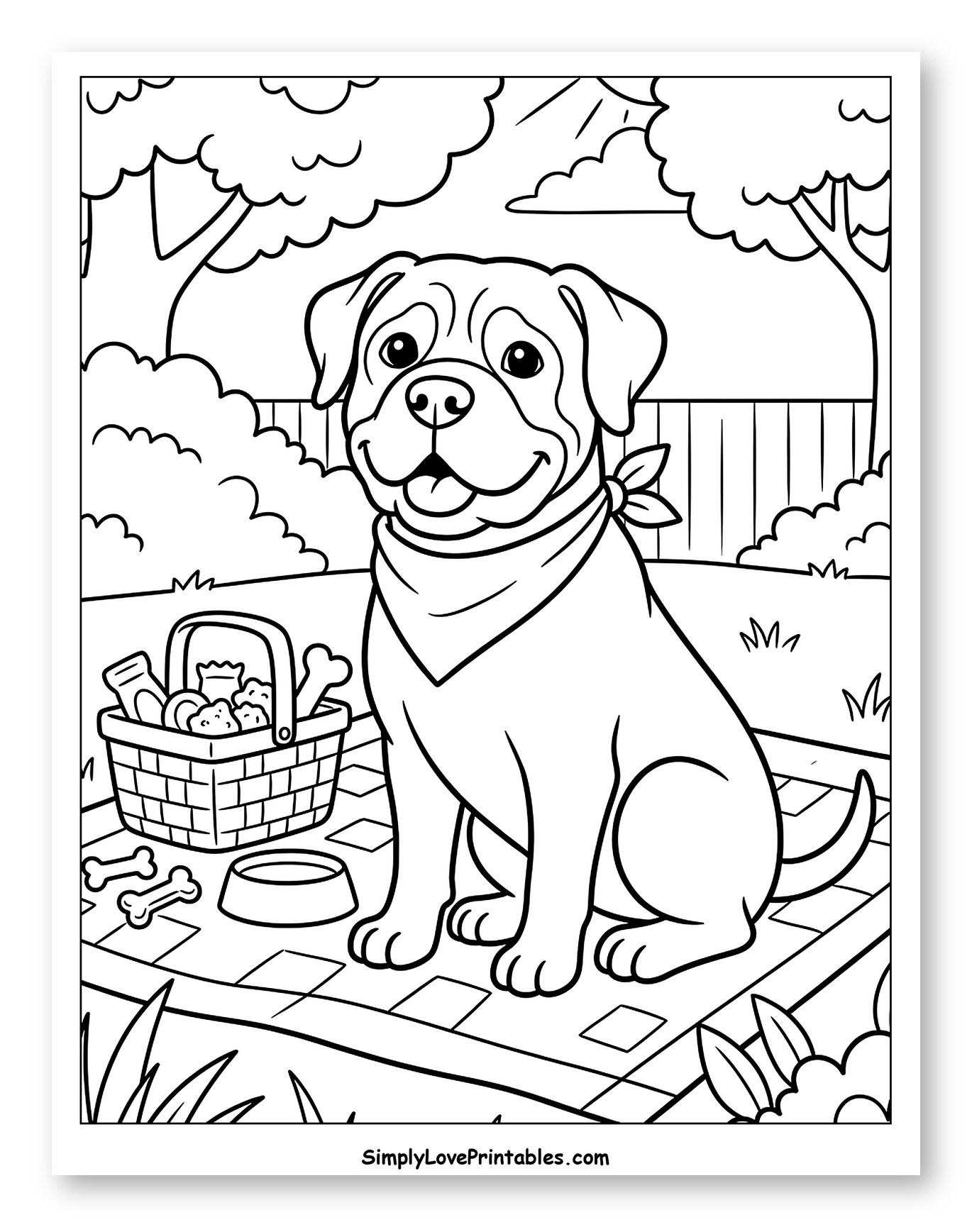 Bullmastiff Dog on a Picnic