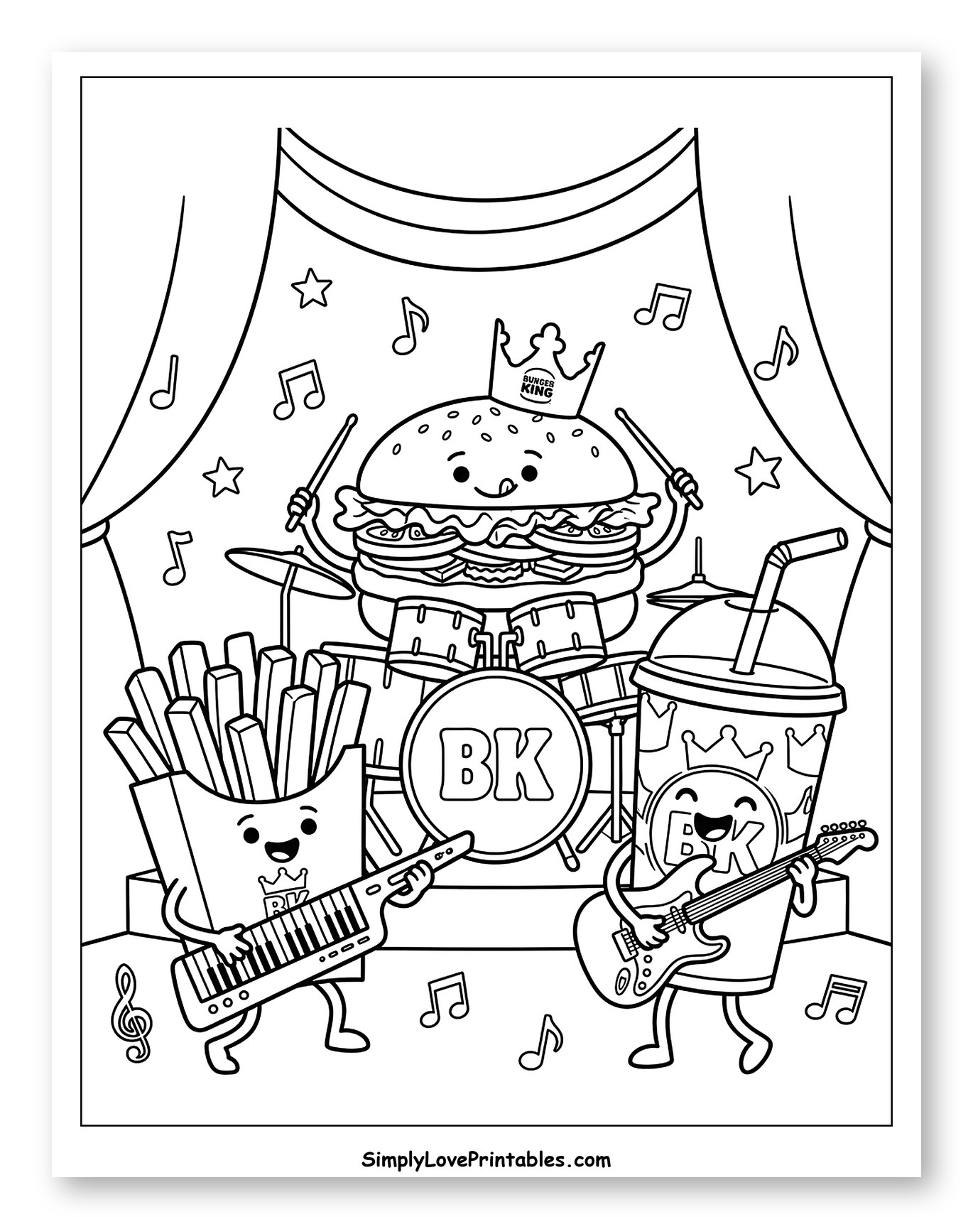 Burger King Food Band Performance to Color for Kids