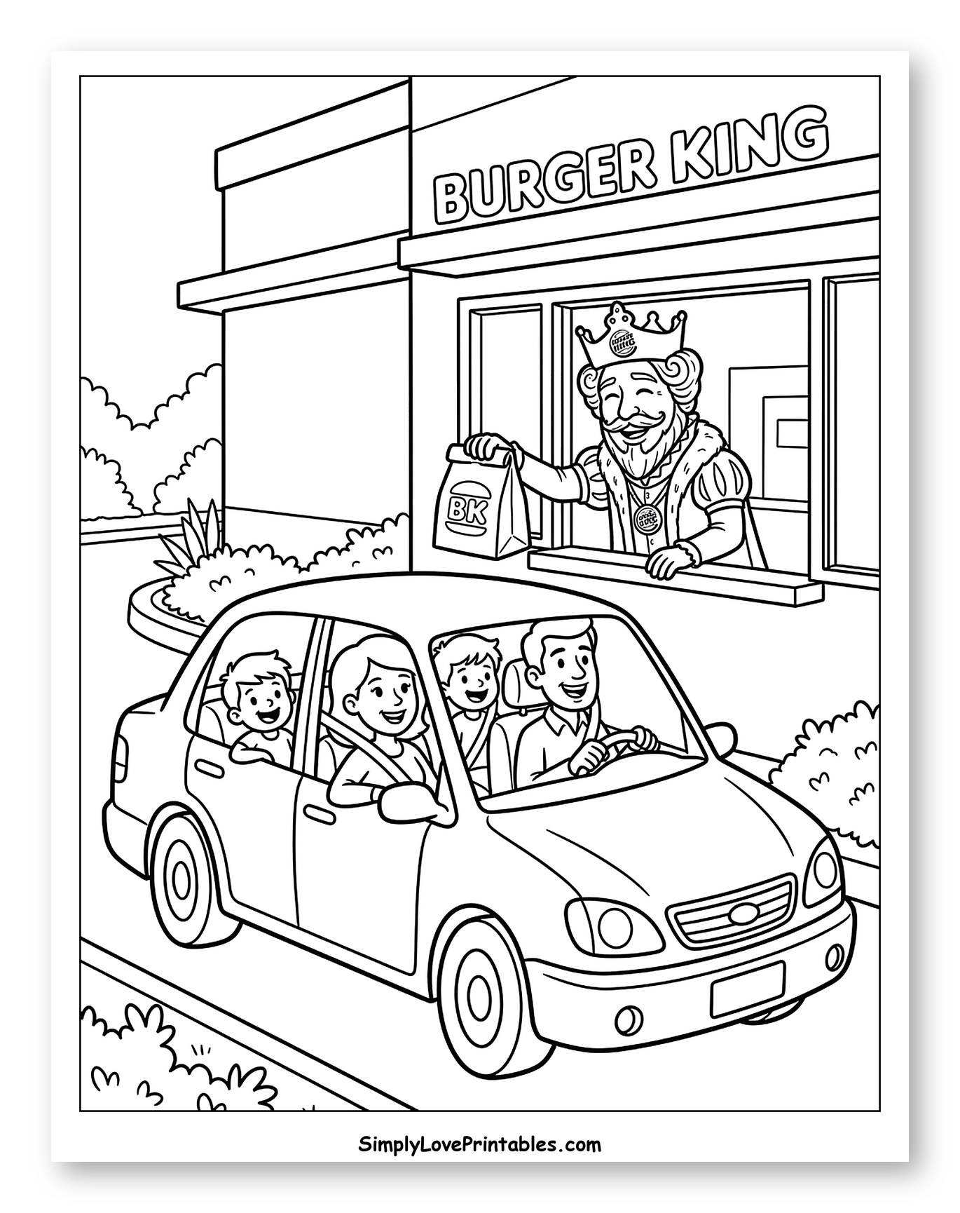 Burger King King Serving Drive-Thru Family