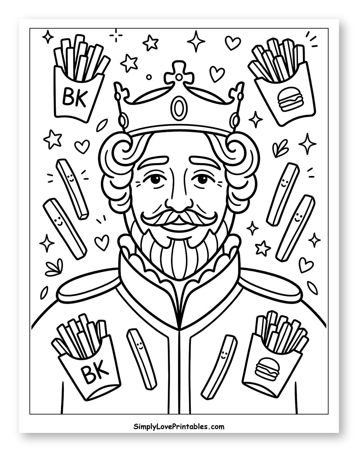 Burger King with Fries and Snacks to Color for Adults