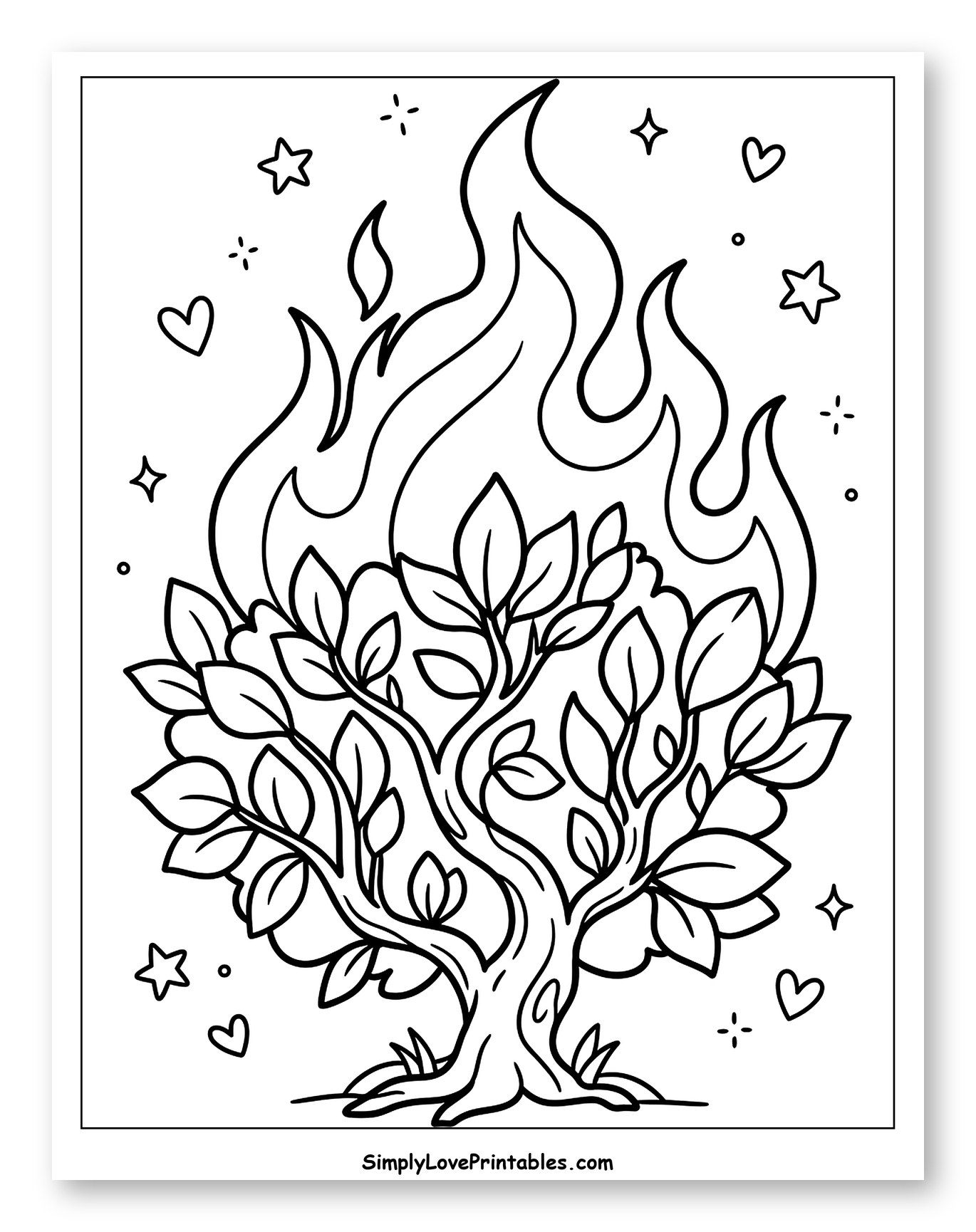 Burning Bush with Fire and Stars