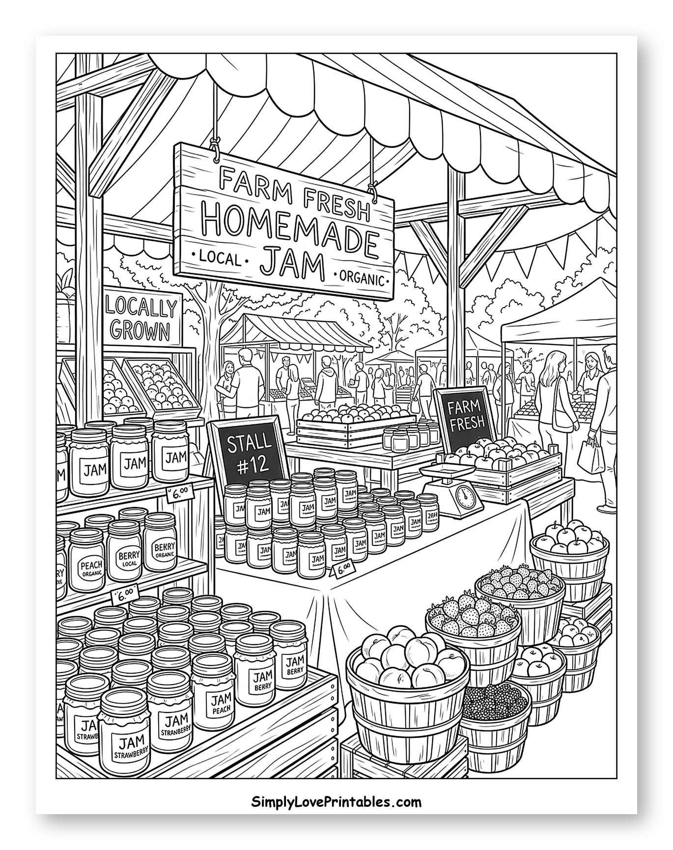 Bustling Farmers Market with Jams and Produce