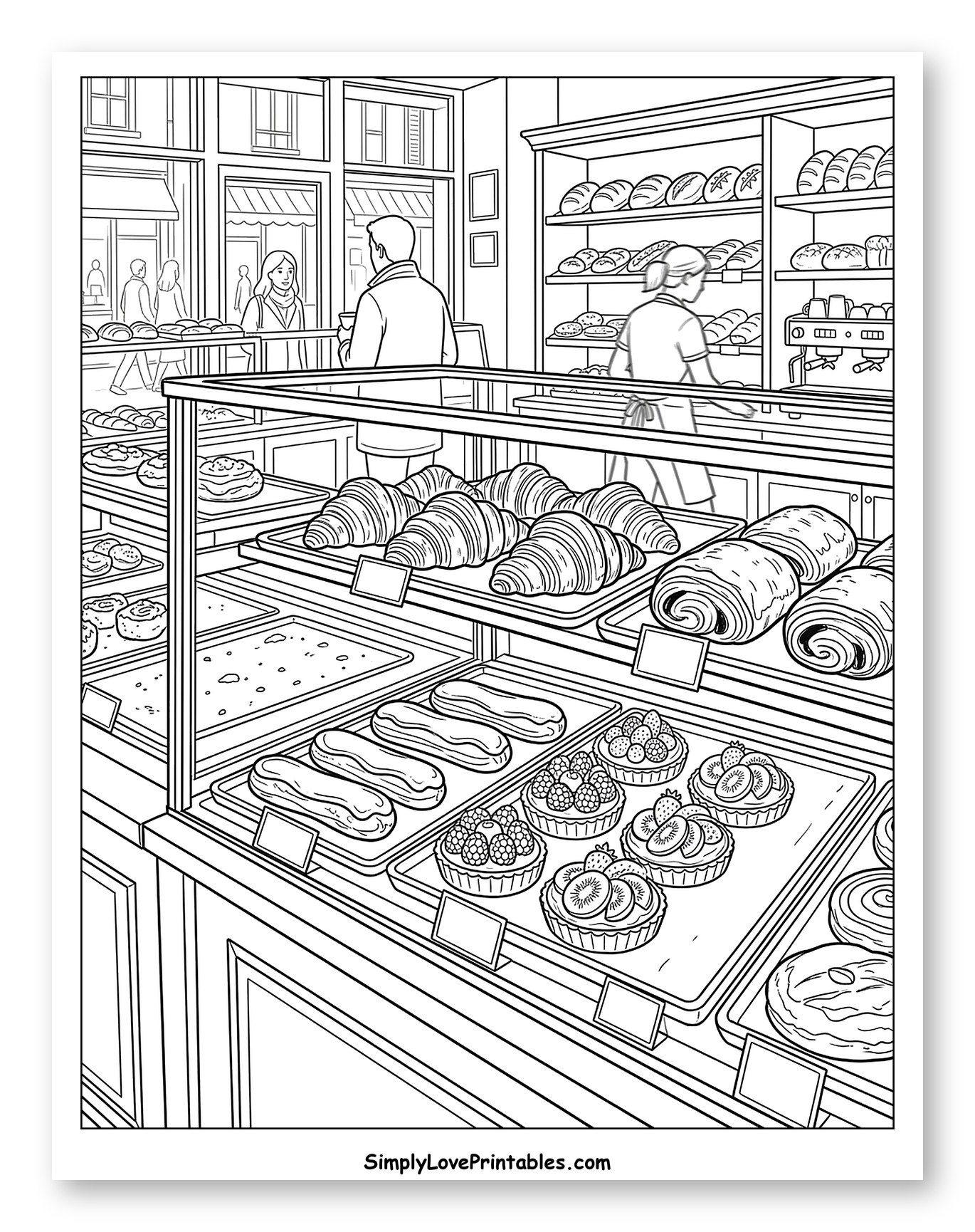 Busy Bakery Scene with Delicious Treats