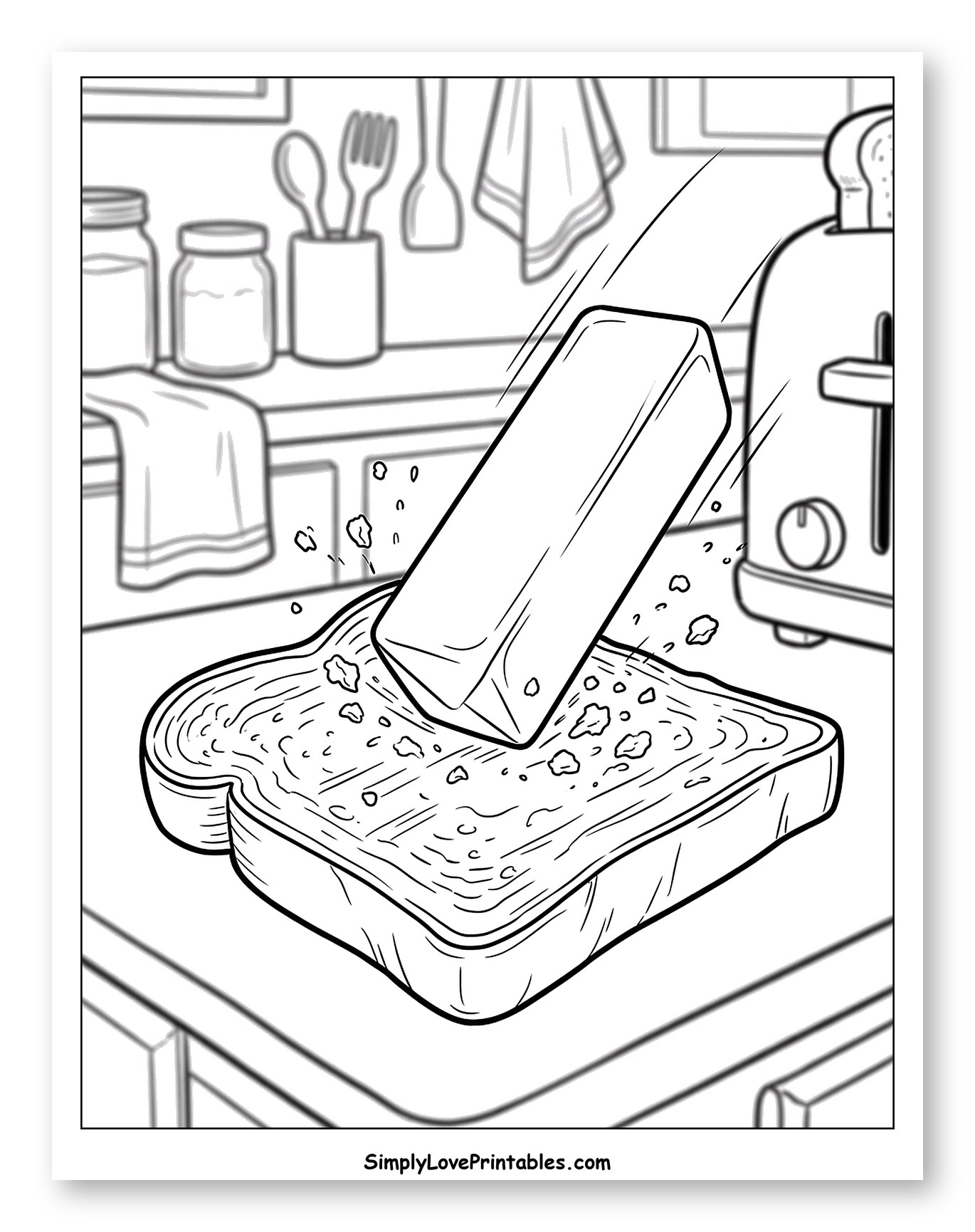 Butter Falling Onto Toast in Kitchen