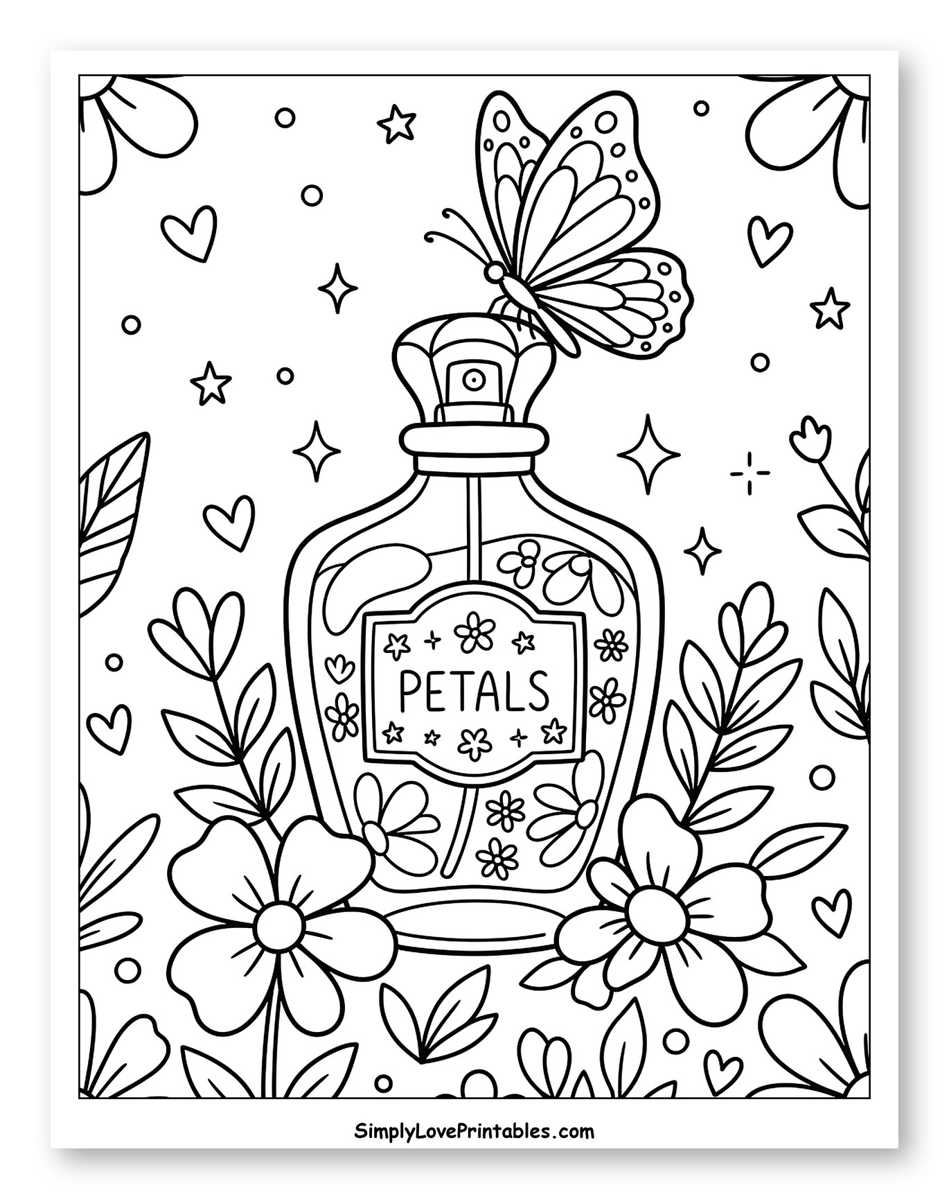 Butterfly Resting on Petals Perfume Bottle