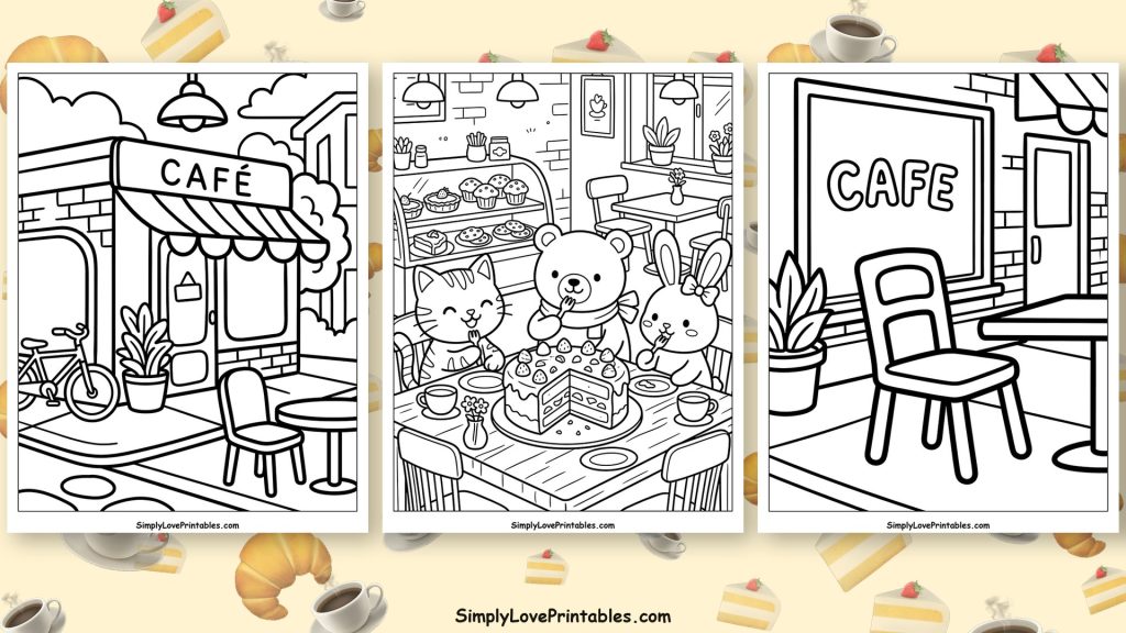 Café coloring pages featured image