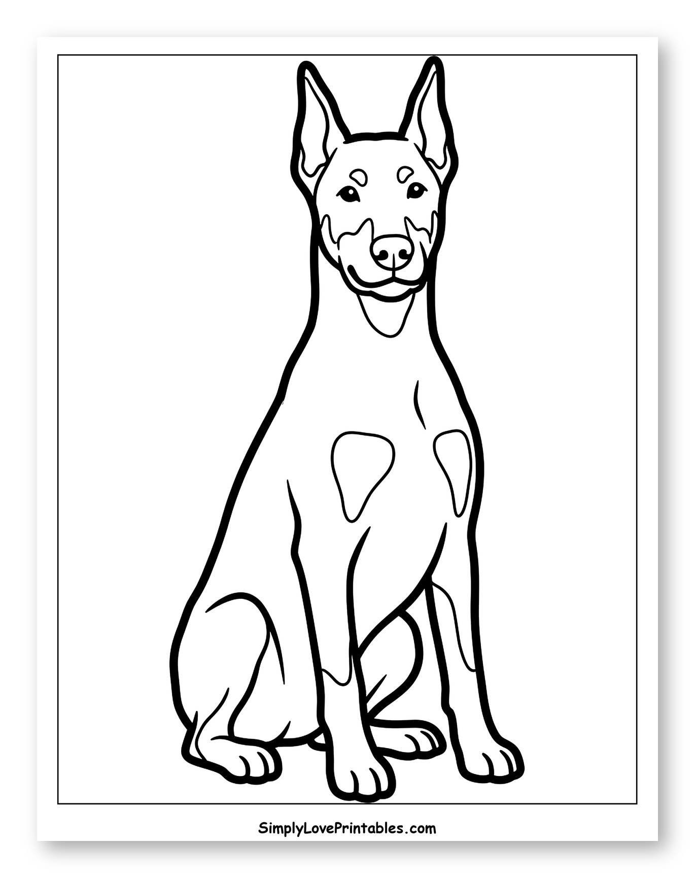 Calm Doberman Dog Sitting Upright
