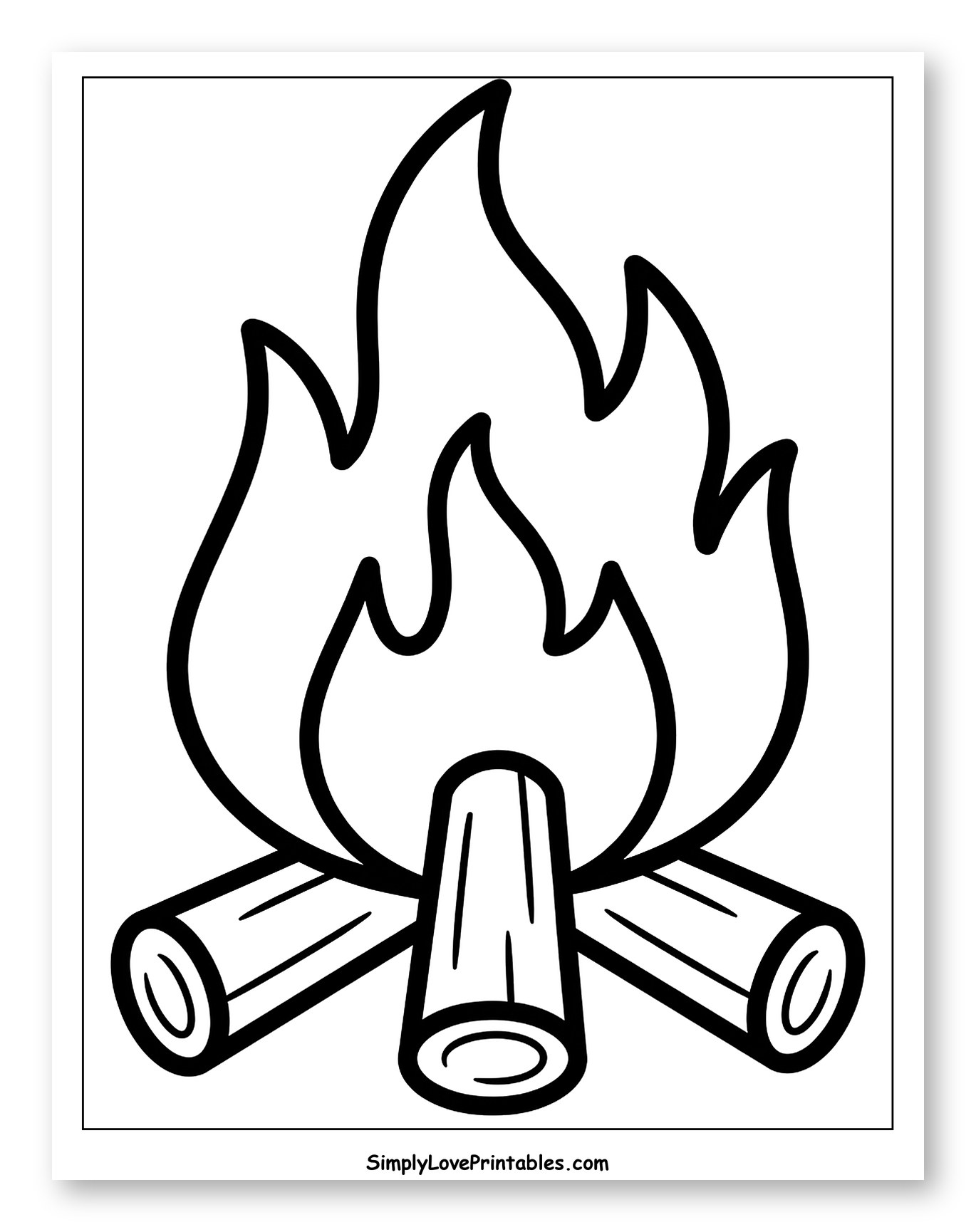 Campfire with Logs and Flames Coloring Page for Toddlers