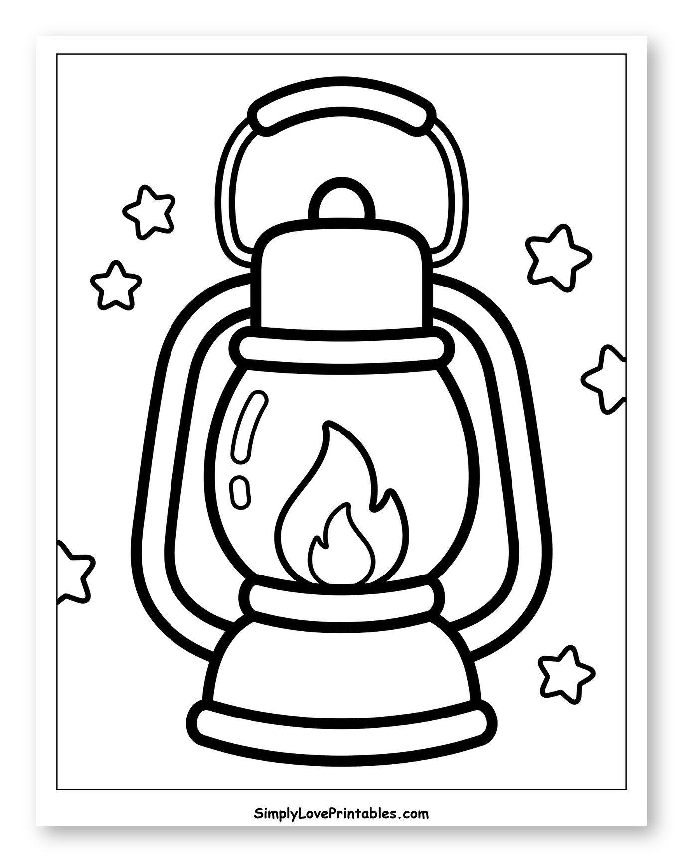Camping Lantern with Bright Flame and Stars
