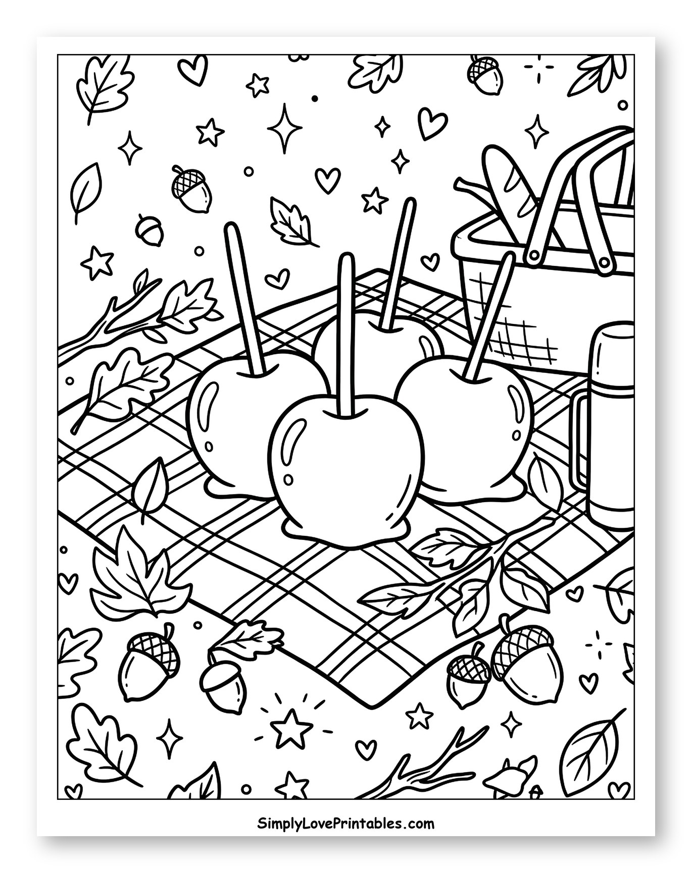 Candy Apples and Picnic Blanket Fall Scene