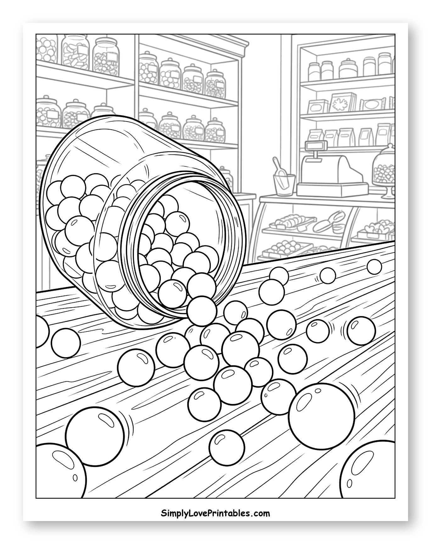 Candy Jar Spilling Gumballs in a Sweet Shop