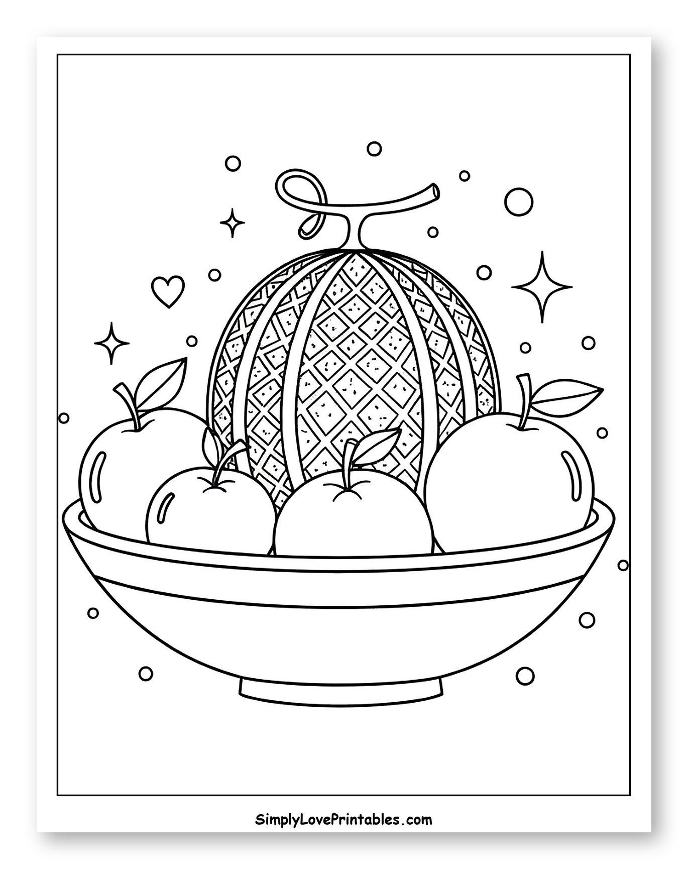 Cantaloupe and Apples in a Bowl