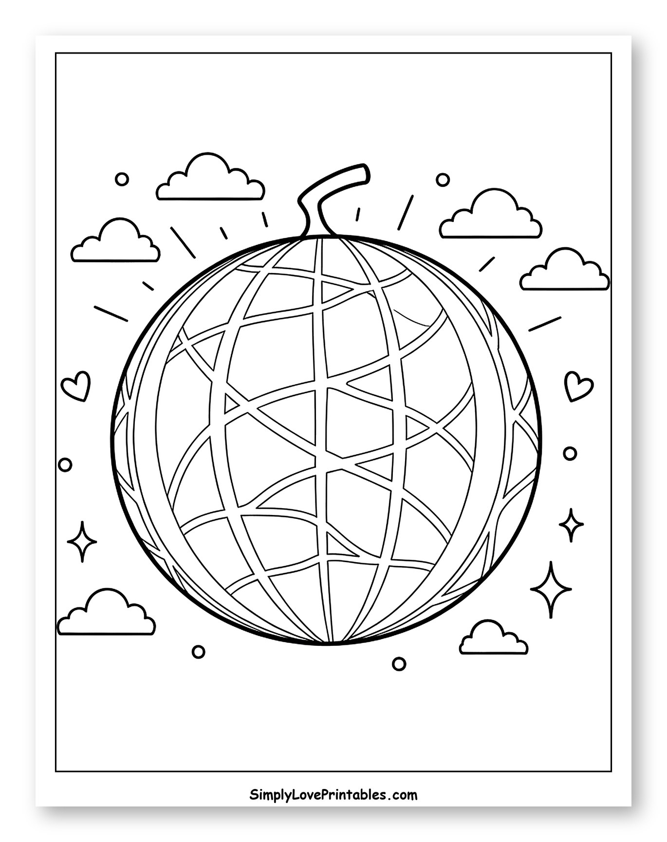 Cantaloupe Disco Ball with Clouds and Stars