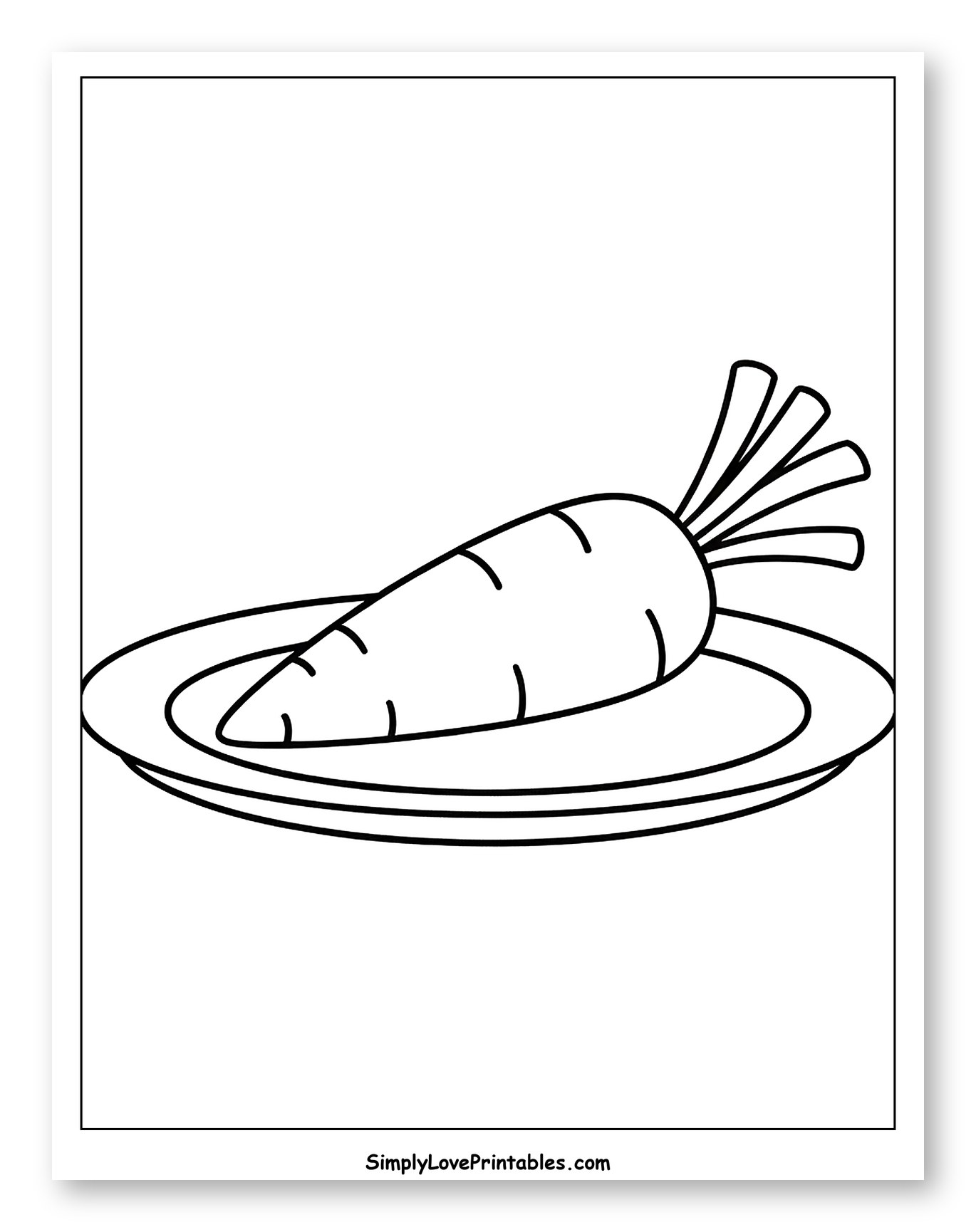 Carrot on a Plate Coloring Page for Toddlers