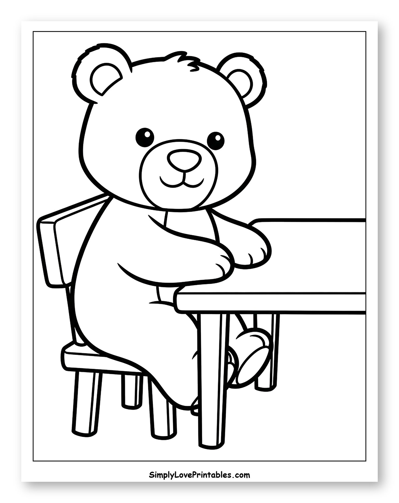 Cartoon Bear Sitting at a Desk