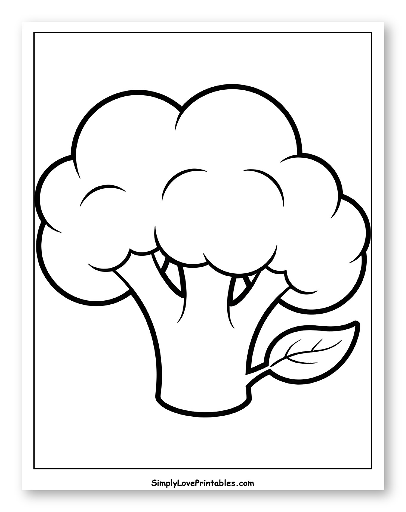 Cartoon Broccoli Head with Stem