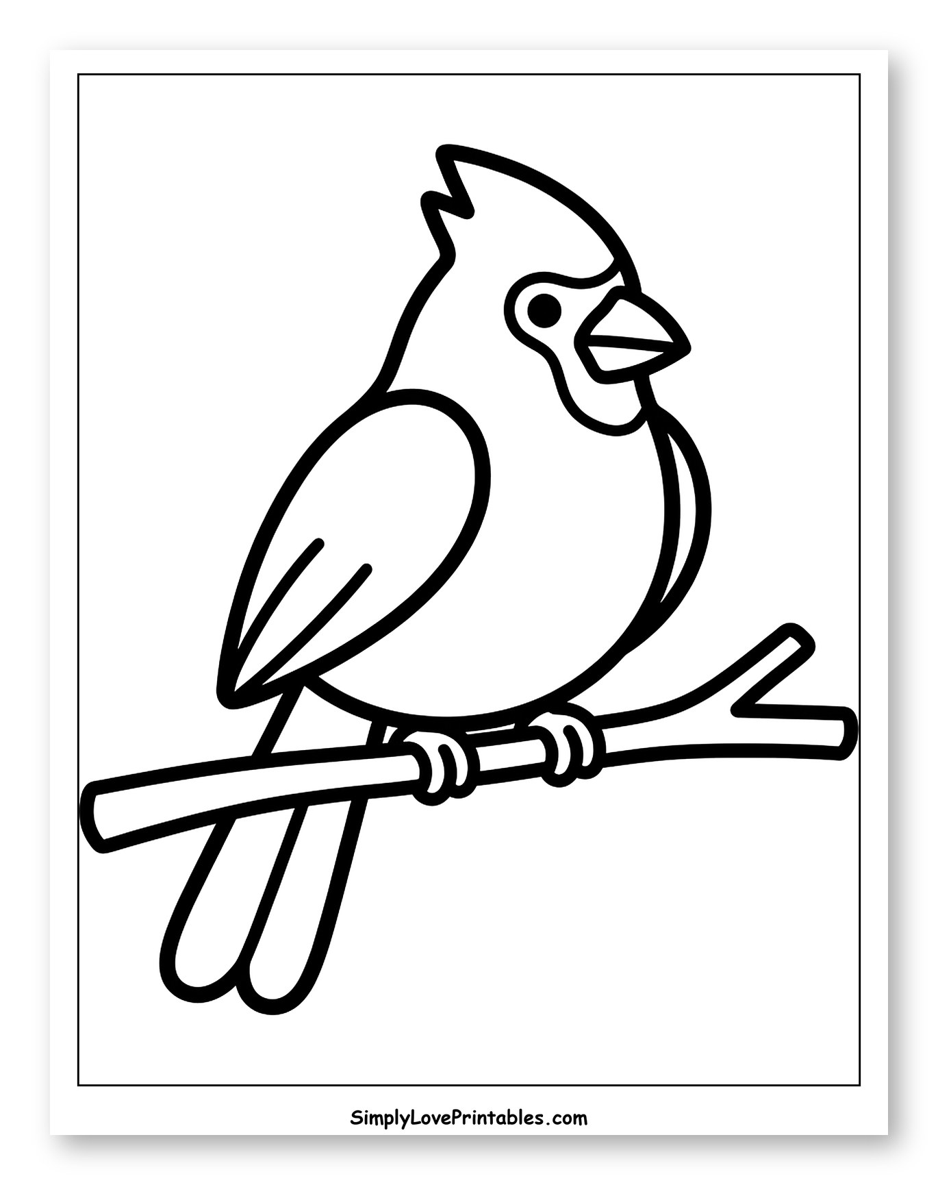 Cartoon Cardinal Bird Perched on a Branch