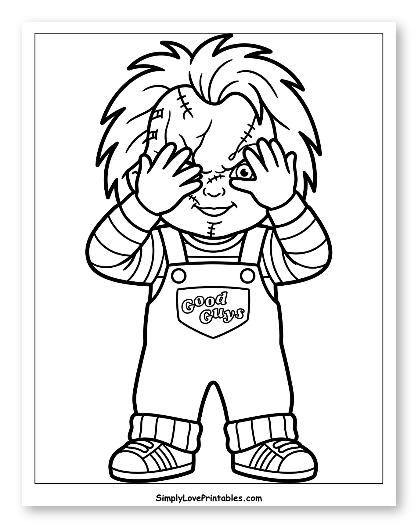 Cartoon Chucky Doll Peeking Through Fingers