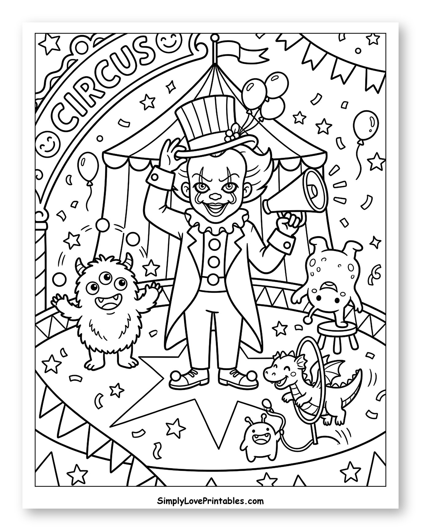 Cartoon Clown and Monsters Circus Act