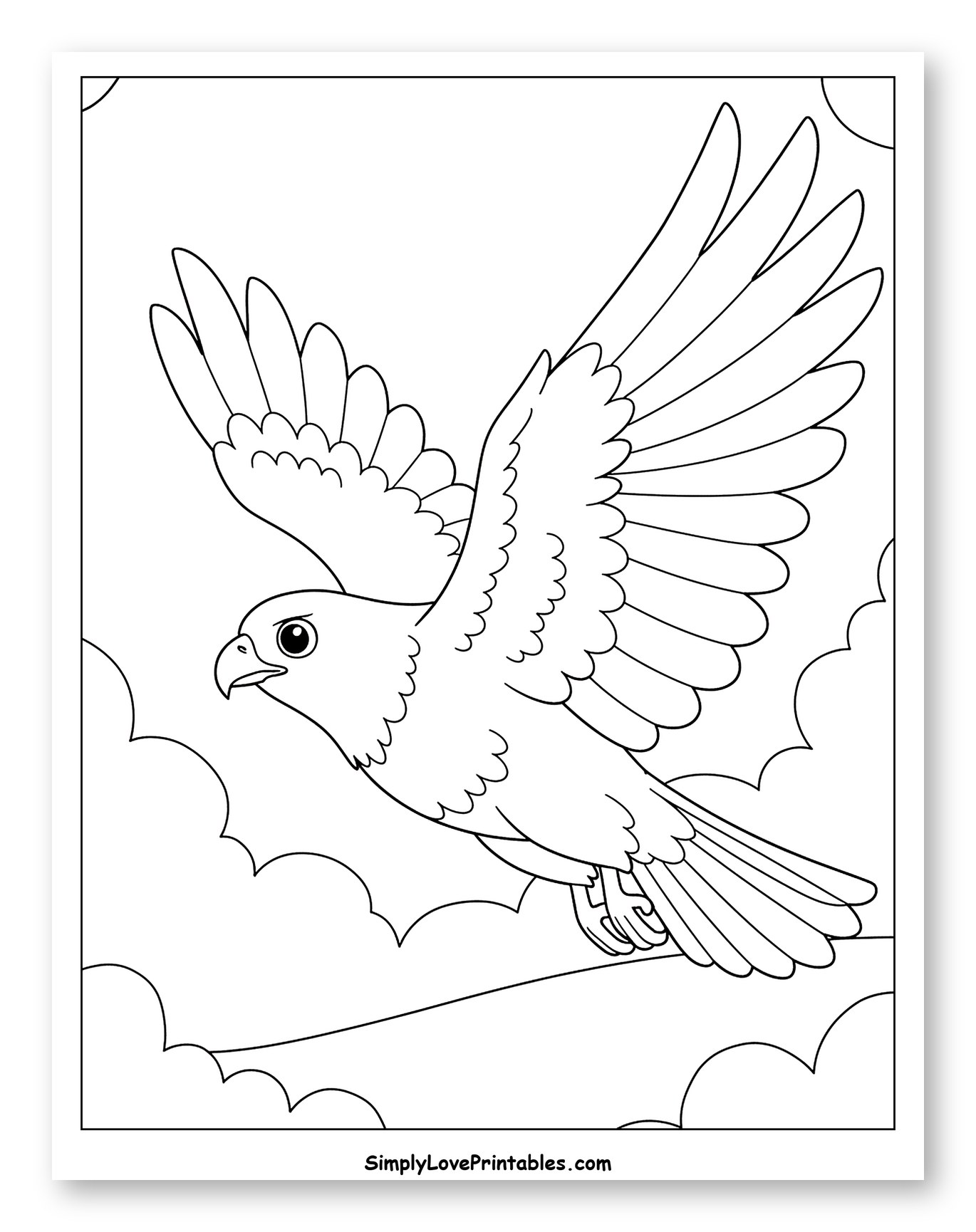 Cartoon Hawk Flying in the Sky