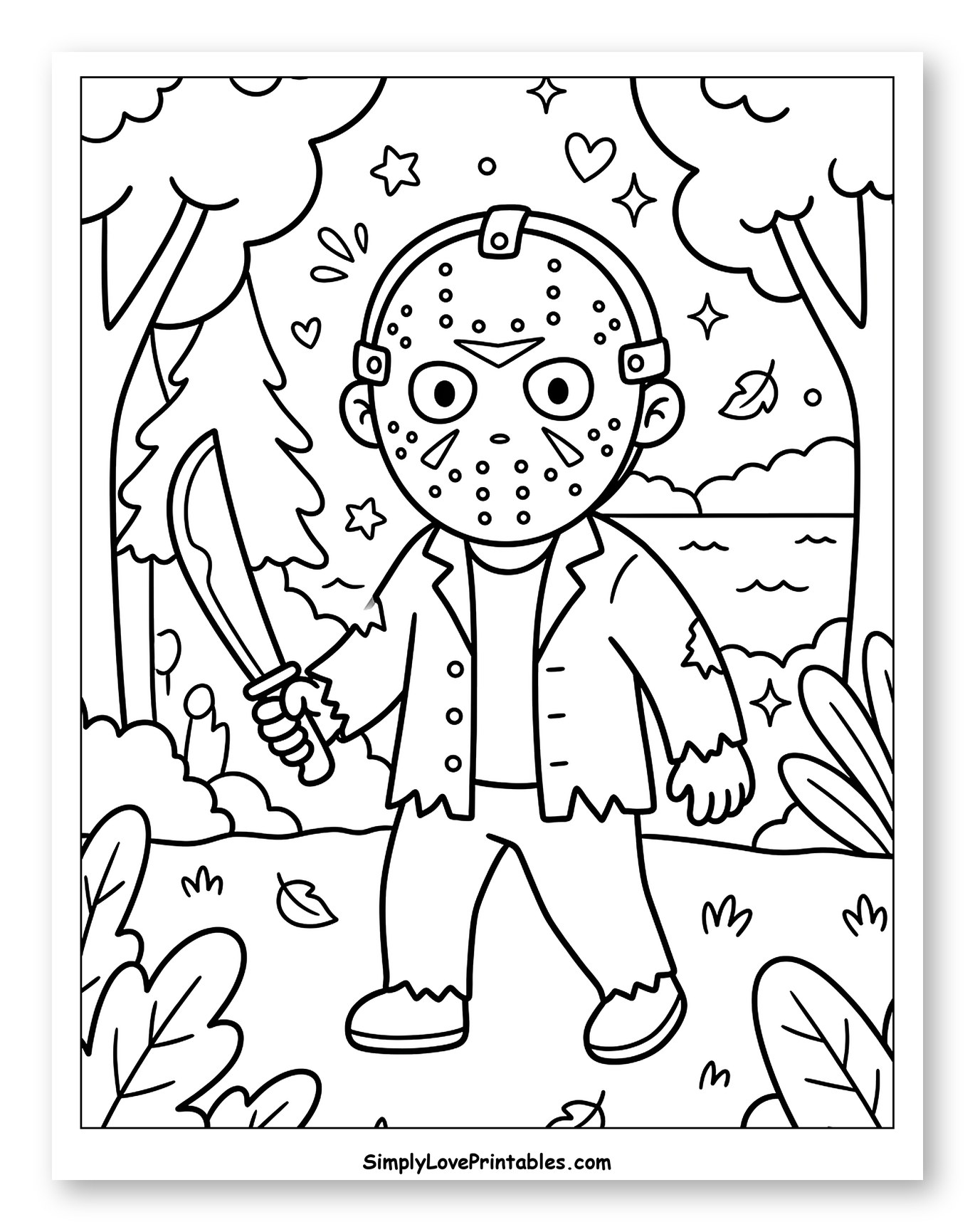 Cartoon Jason Voorhees Holding Machete