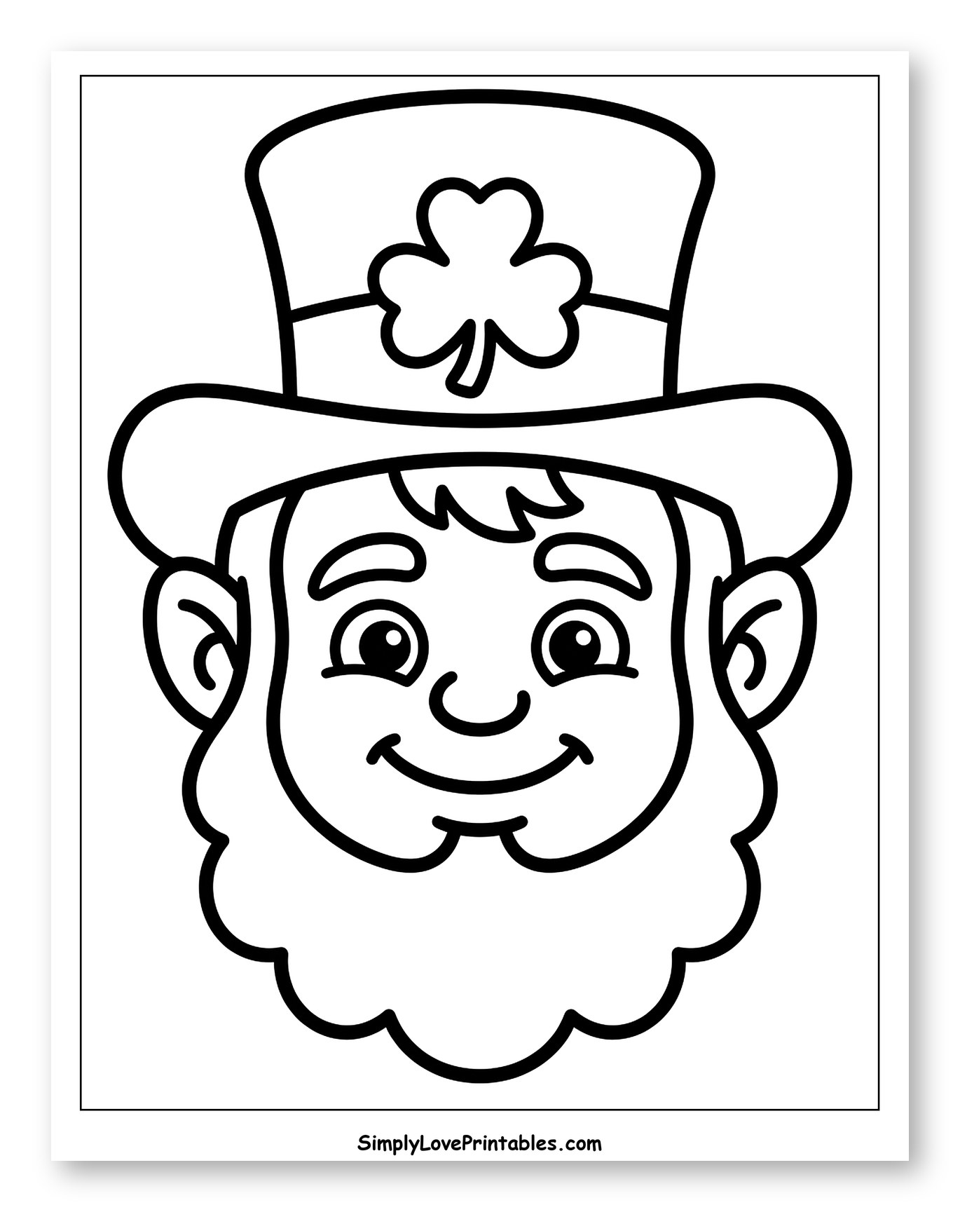 Cartoon Leprechaun Head with Shamrock and Beard