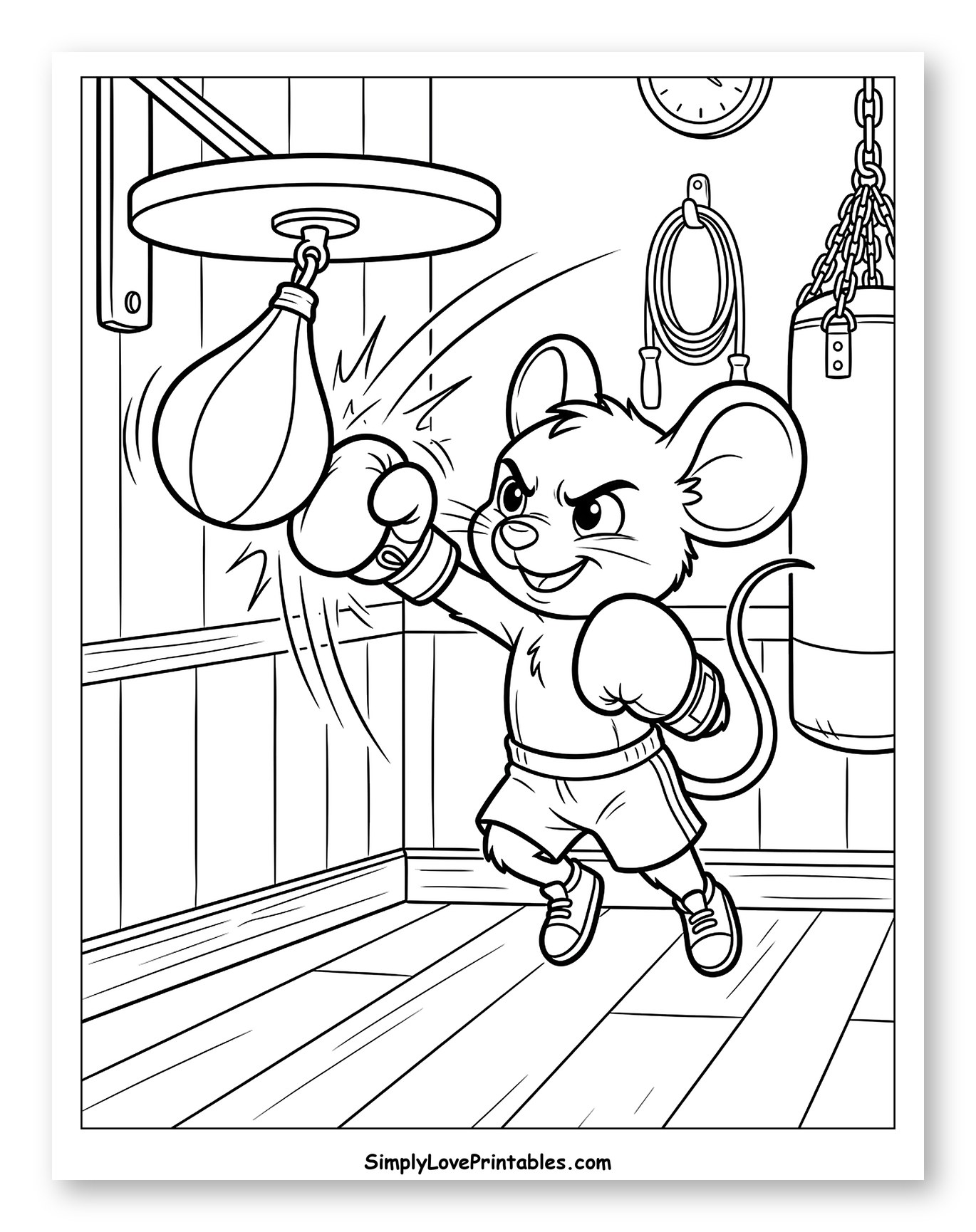 Cartoon Mouse Boxing a Speed Bag