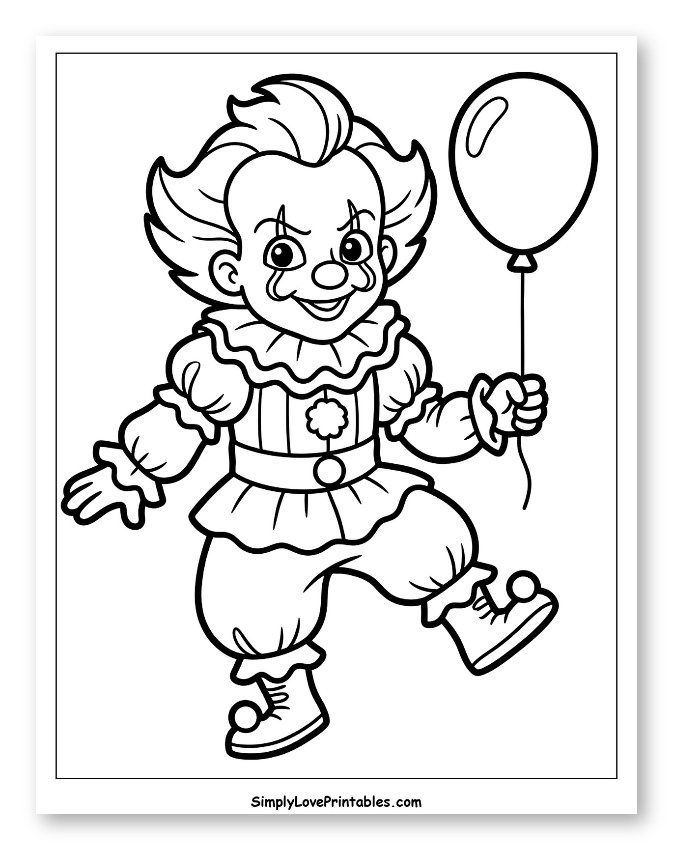 Cartoon Pennywise Clown with a Balloon