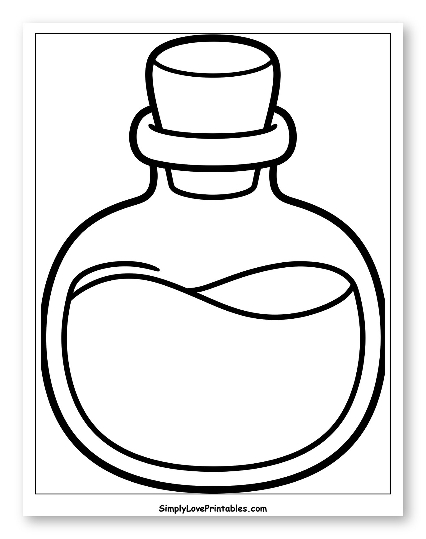 Cartoon Potion Bottle with Cork and Liquid