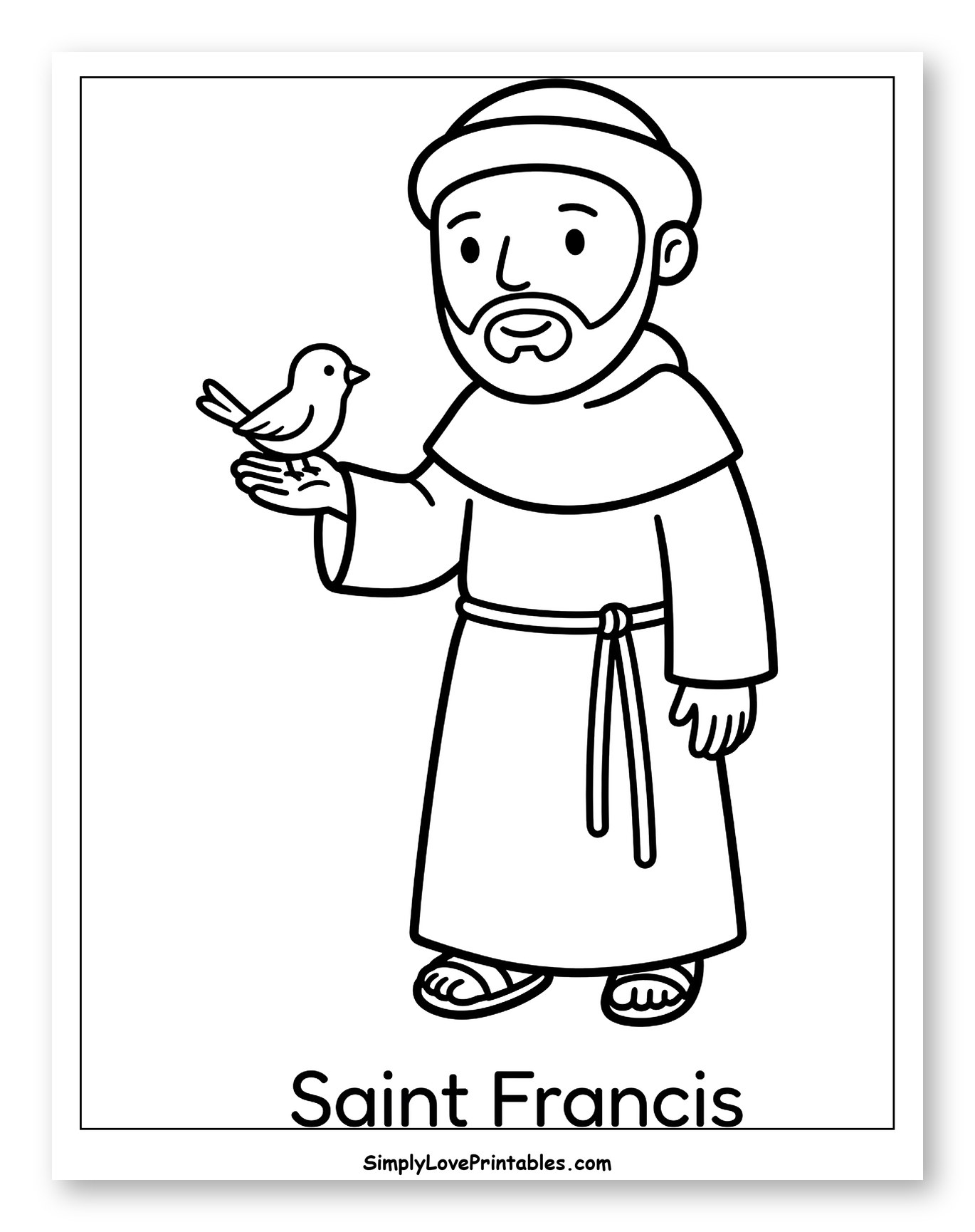 Cartoon Saint Francis Holding a Bird