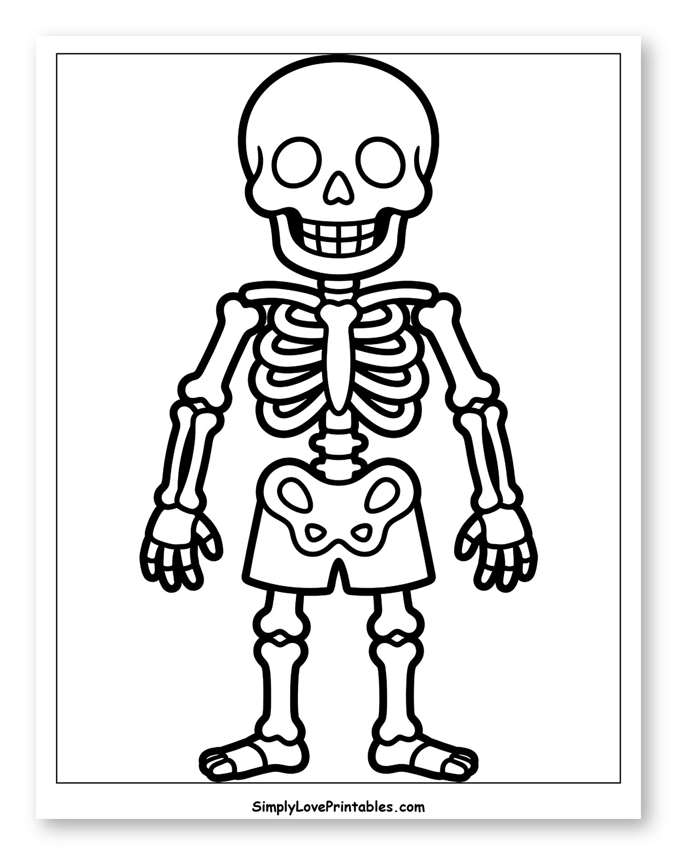 Cartoon Skeleton Standing Upright