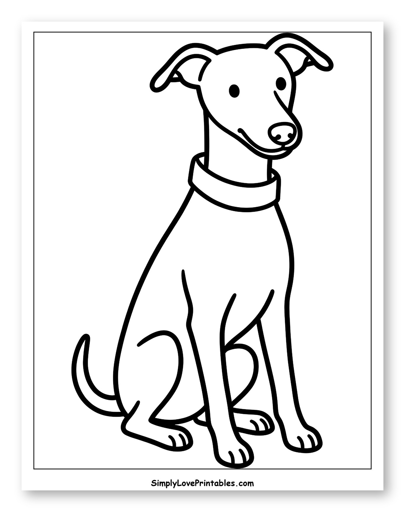 Cartoon Whippet Sitting with Collar